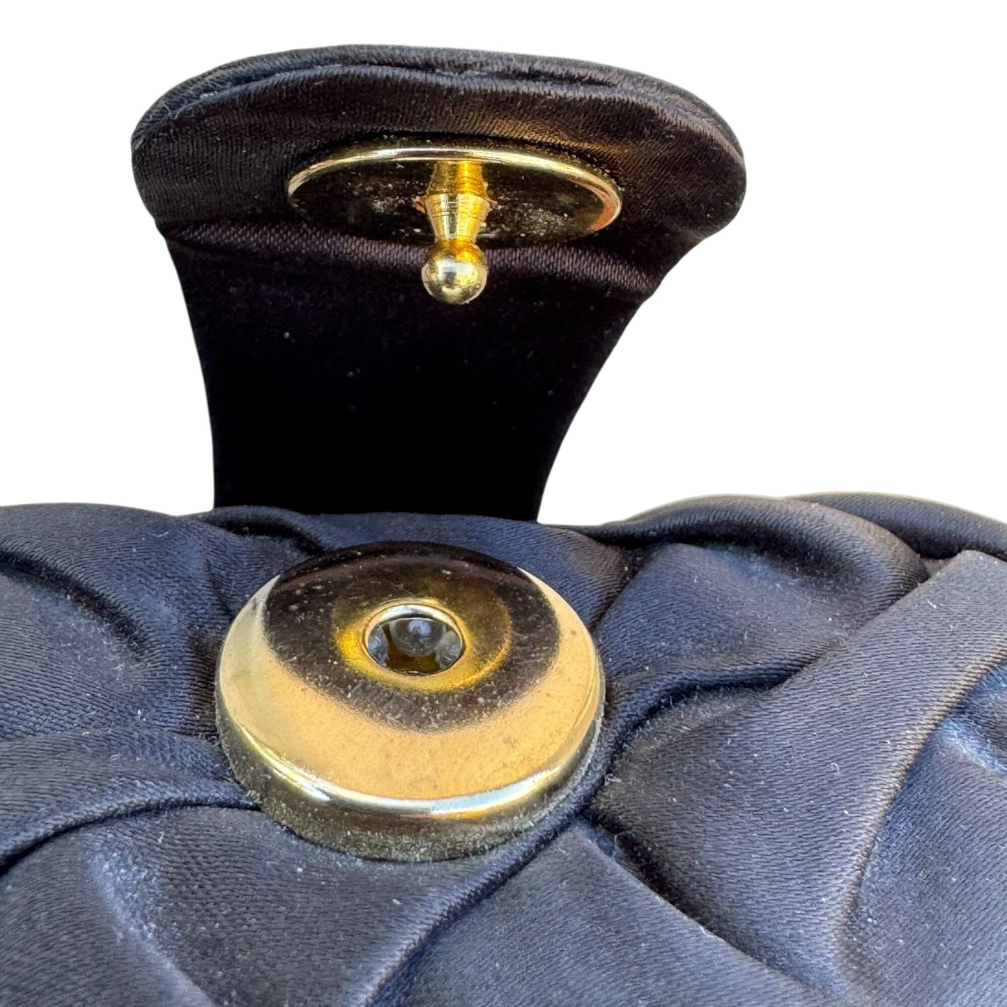 La Regale Handmade Black Woven Crossbody Clamshell Evening Bag Tassels Gold Snap