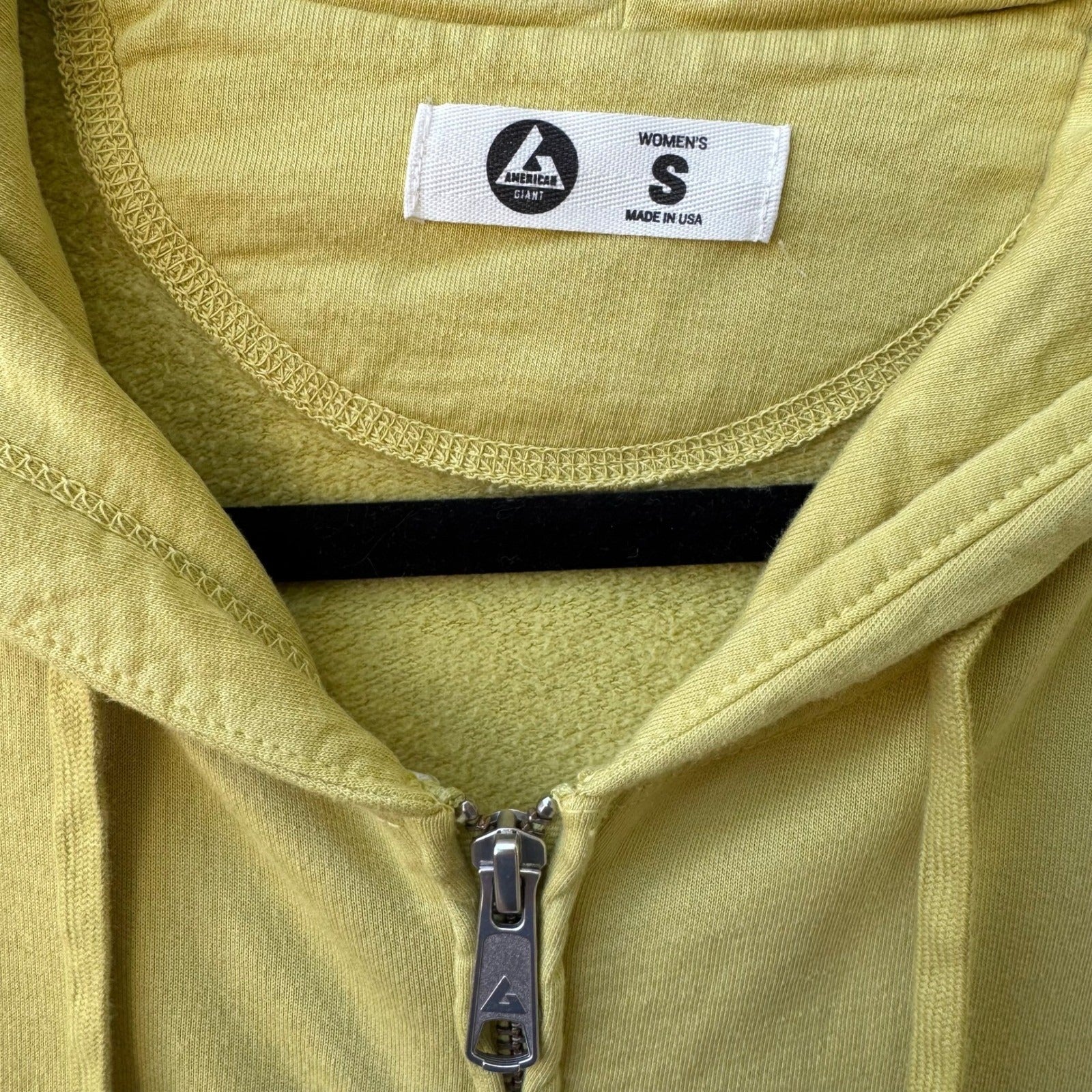 American Giant Supima Cotton Modal Sustainable Athleisure Zip Up Hoodie Yellow S
