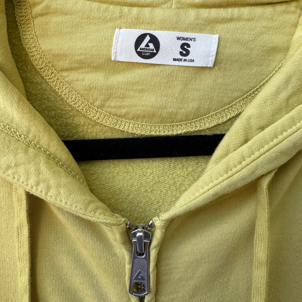 American Giant Supima Cotton Modal Sustainable Athleisure Zip Up Hoodie Yellow S