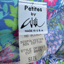 Switch Petites by Willi Vintage Floral Puff Sleeve Midi Dress Blue Pink Size 4 USA Made 2 image