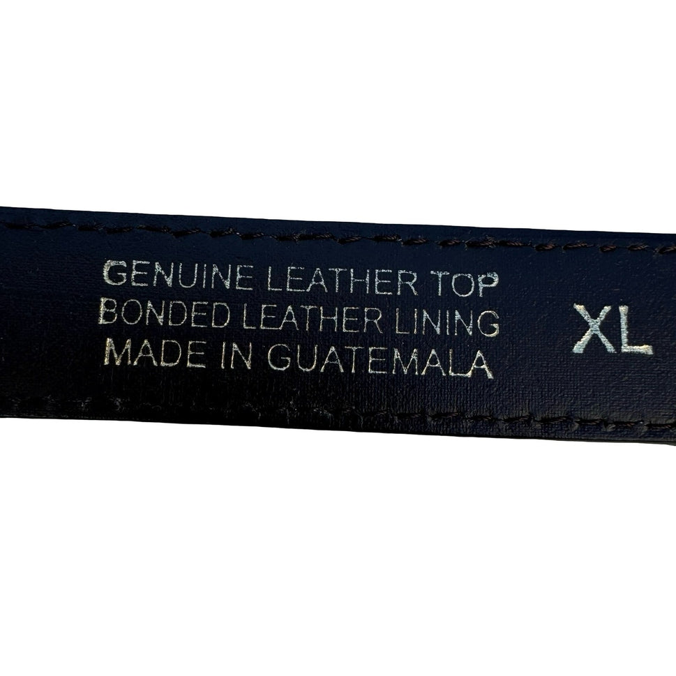 Brown Genuine Leather Belt XL Brass Buckle Classic Casual Western Made Guatemala