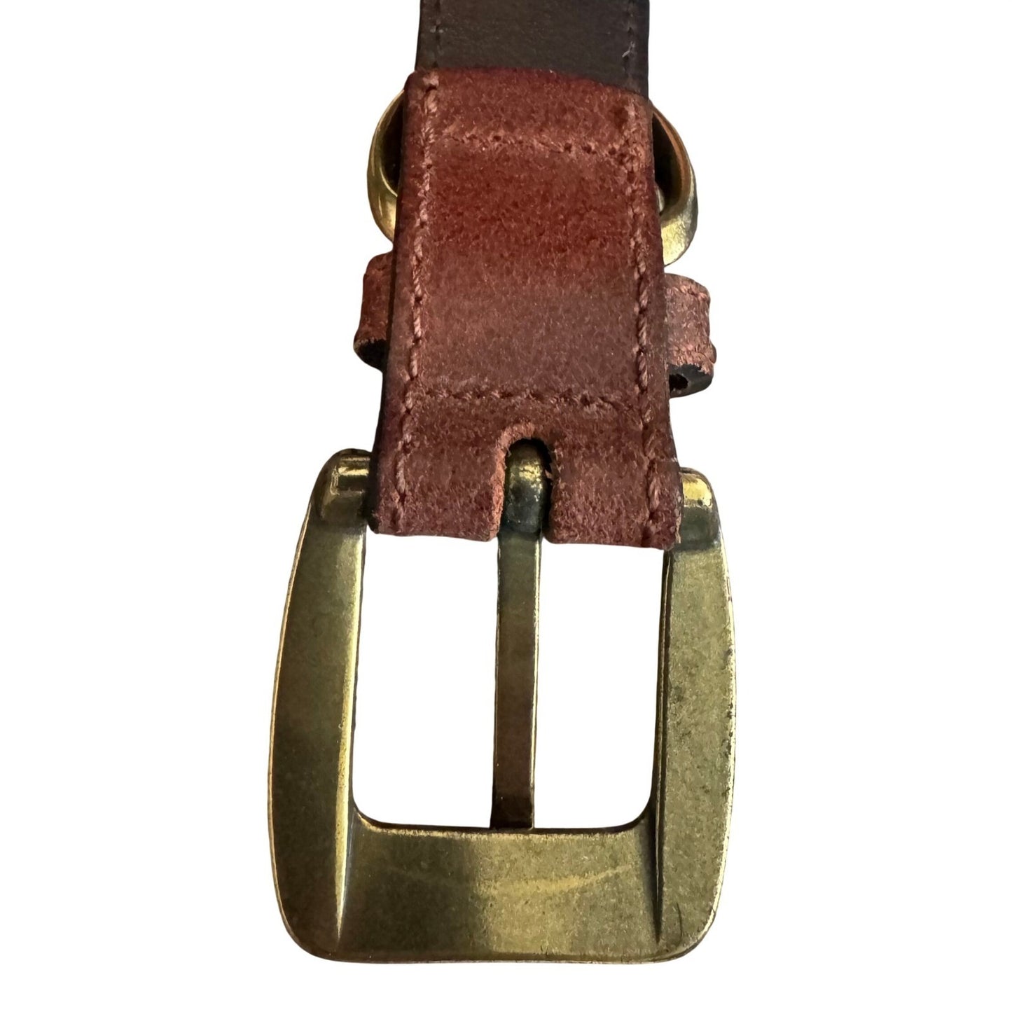 Brown Genuine Leather Belt XL Brass Buckle Classic Casual Western Made Guatemala