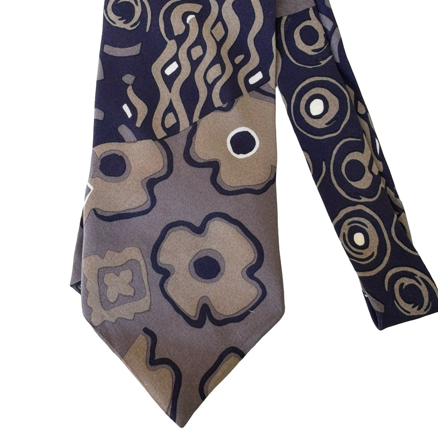 Don Loper Beverly Hills Vintage Italian Silk Necktie Navy Floral Dandy Mad Men