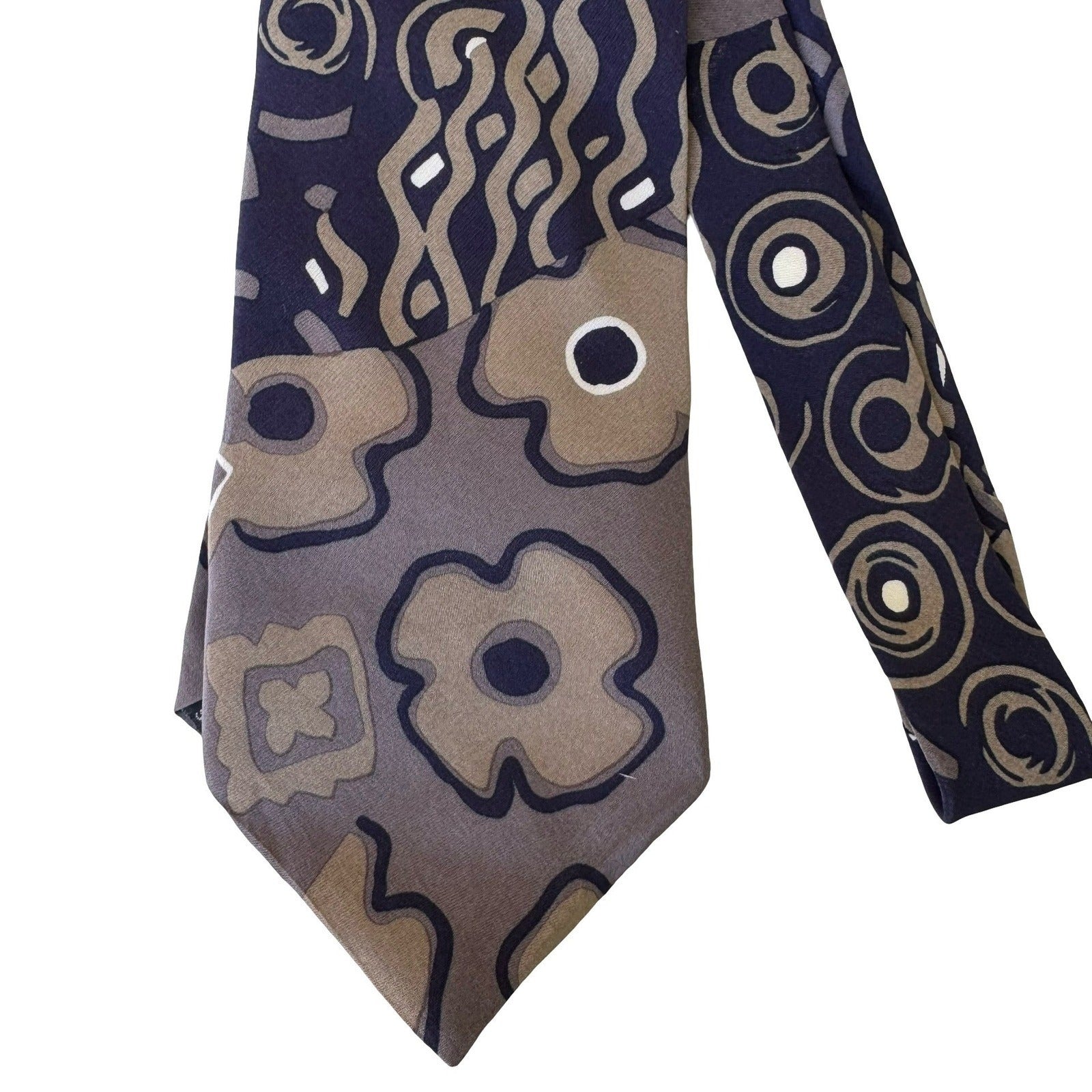 Don Loper Beverly Hills Vintage Italian Silk Necktie Navy Floral Dandy Mad Men