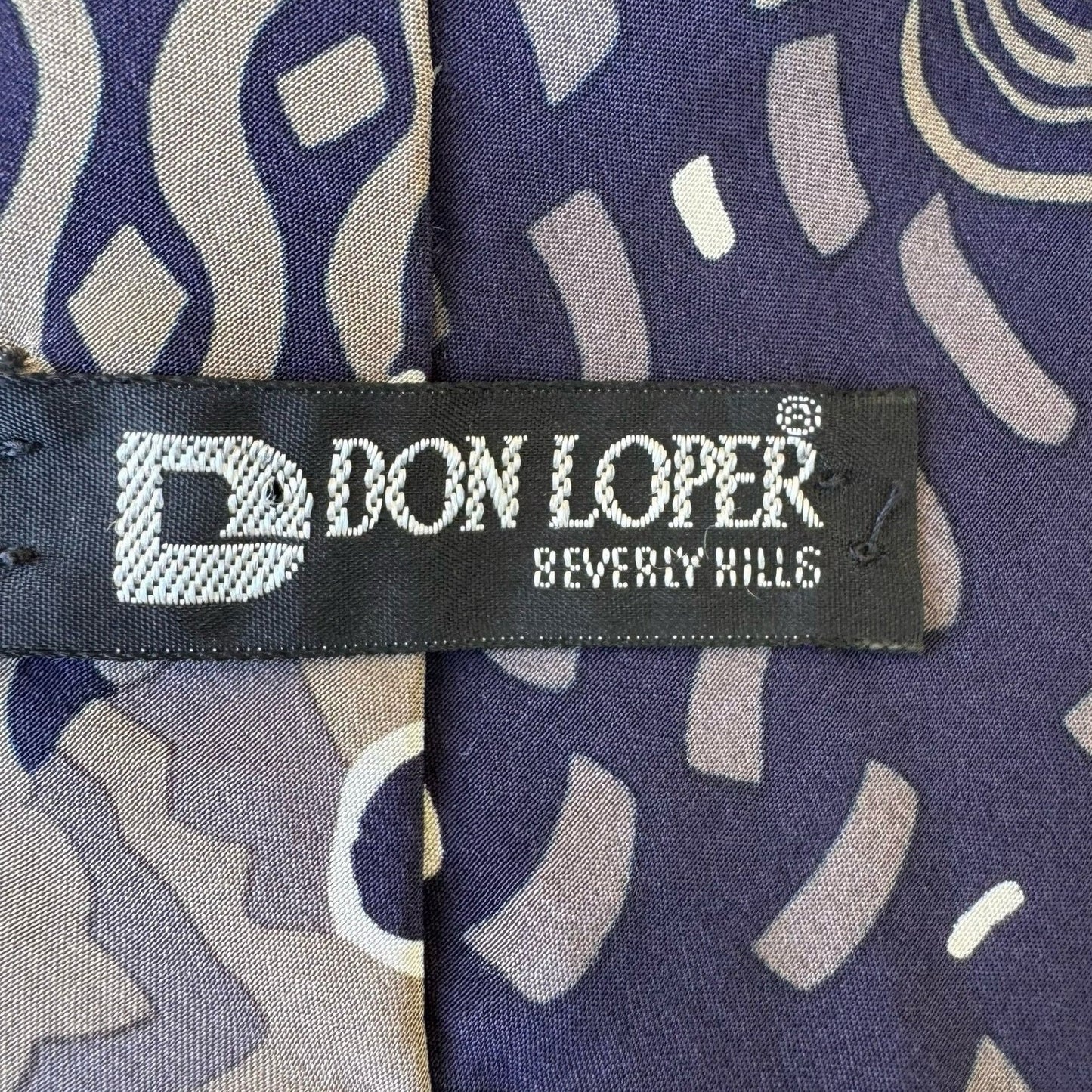 Don Loper Beverly Hills Vintage Italian Silk Necktie Navy Floral Dandy Mad Men