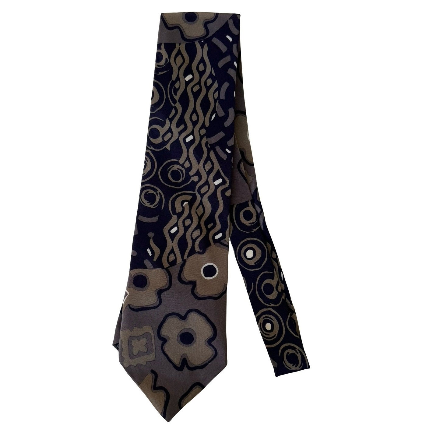 Don Loper Beverly Hills Vintage Italian Silk Necktie Navy Floral Dandy Mad Men