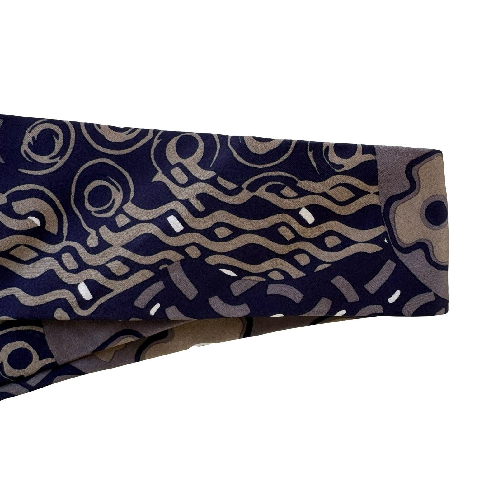 Don Loper Beverly Hills Vintage Italian Silk Necktie Navy Floral Dandy Mad Men