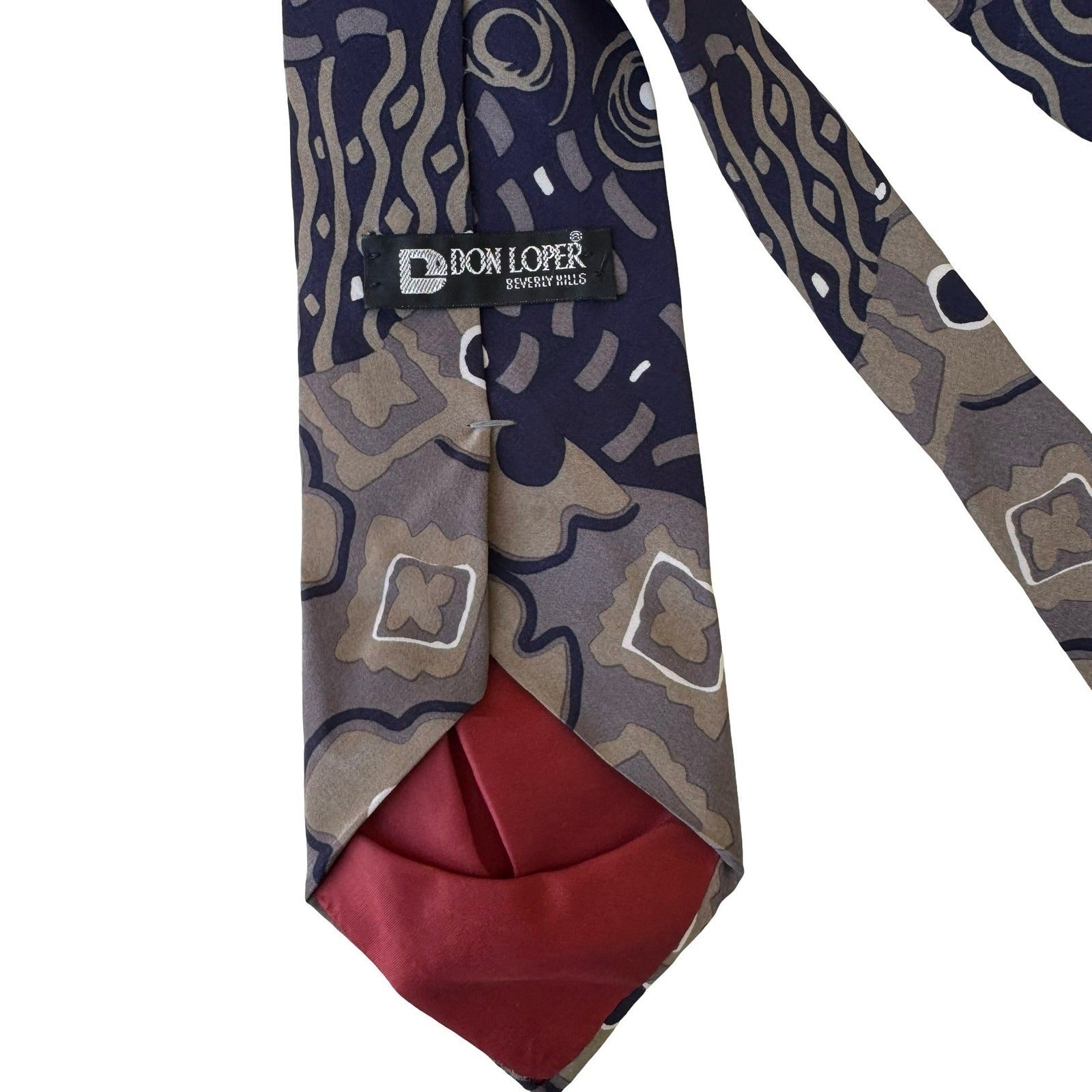 Don Loper Beverly Hills Vintage Italian Silk Necktie Navy Floral Dandy Mad Men