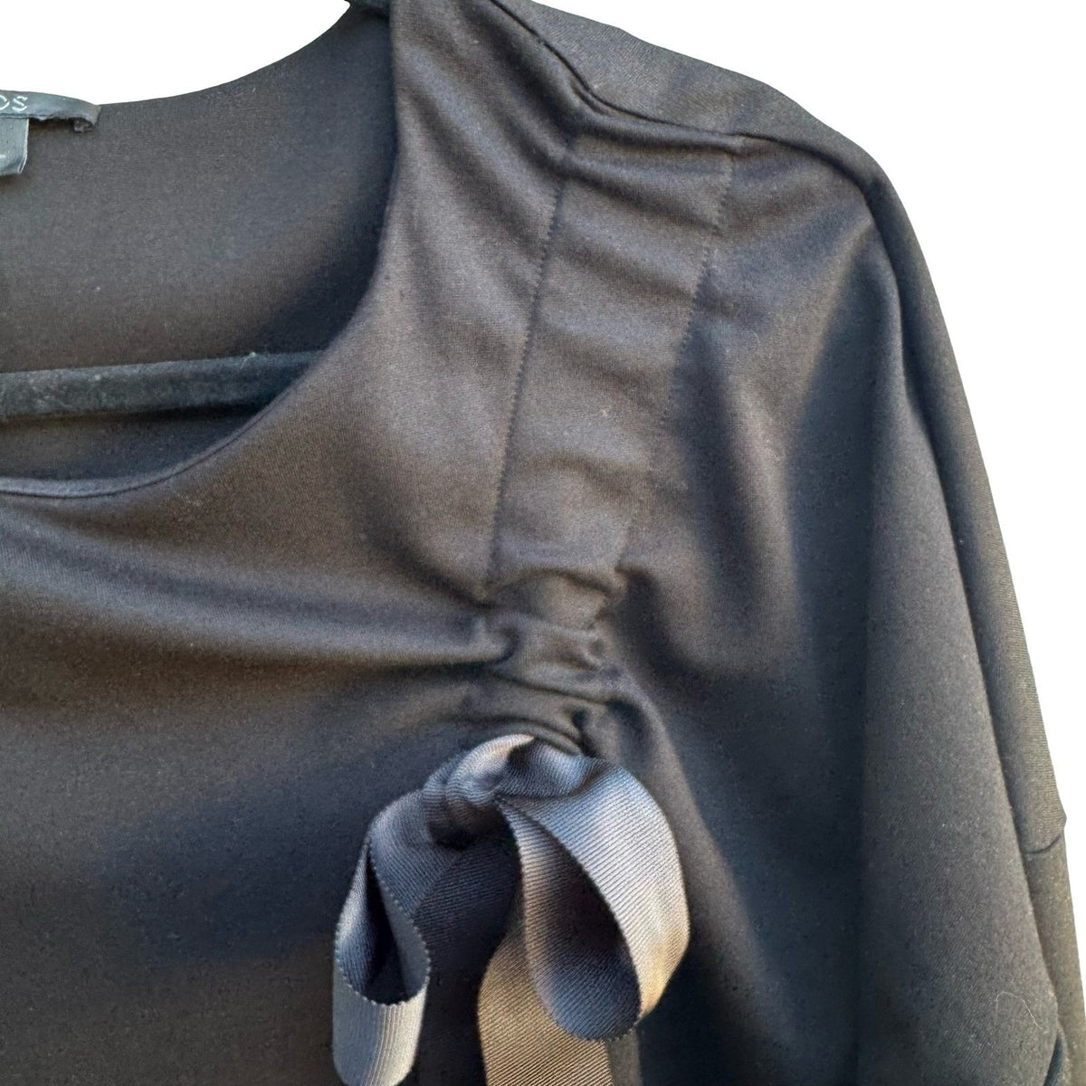 COS Bow Accent Minimalist Ponte Knit Quiet Luxury Oversized Blouse Black Women L