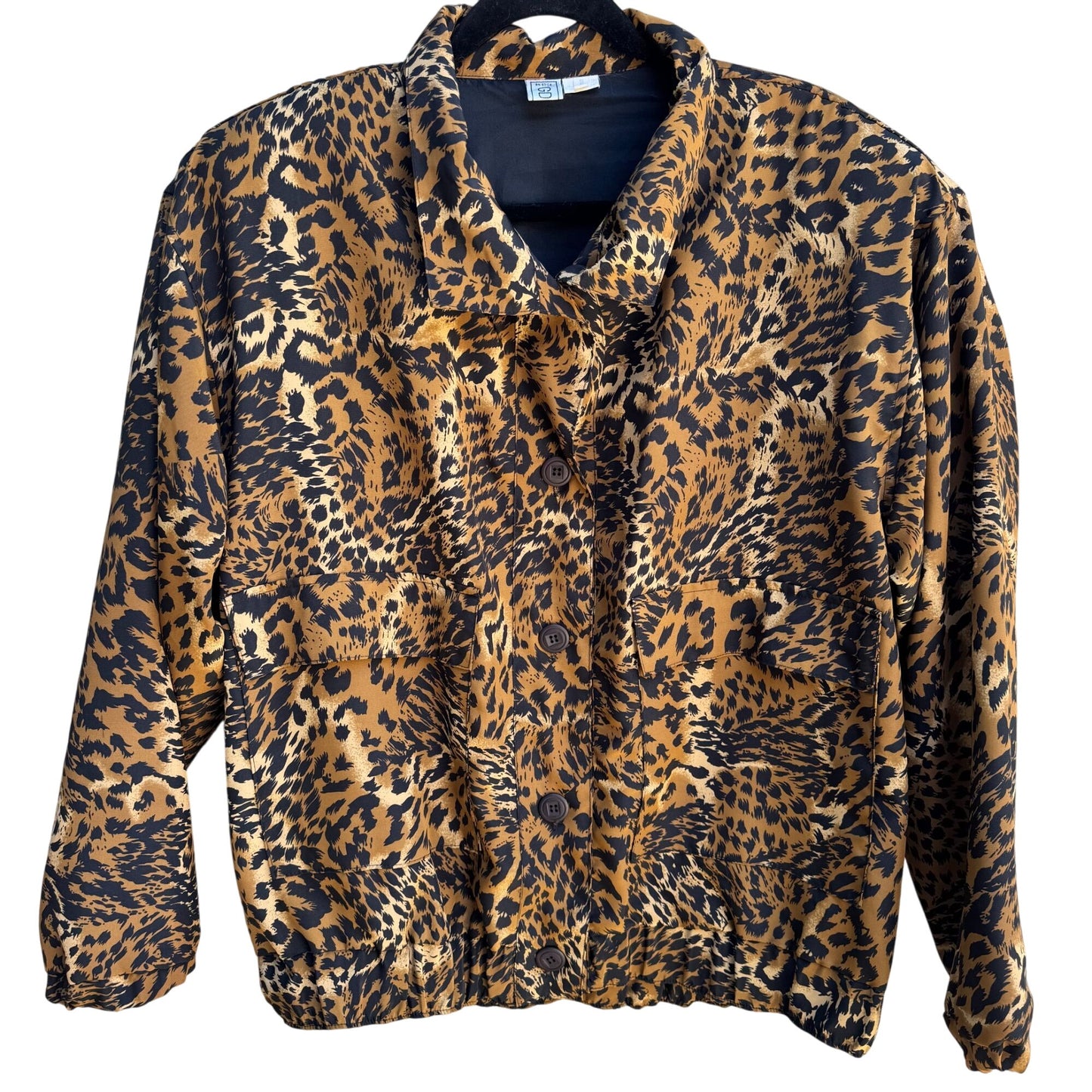 GDT Too Vintage 80s 90s Womens Glam Leopard Print Button-Down Bomber Jacket OS