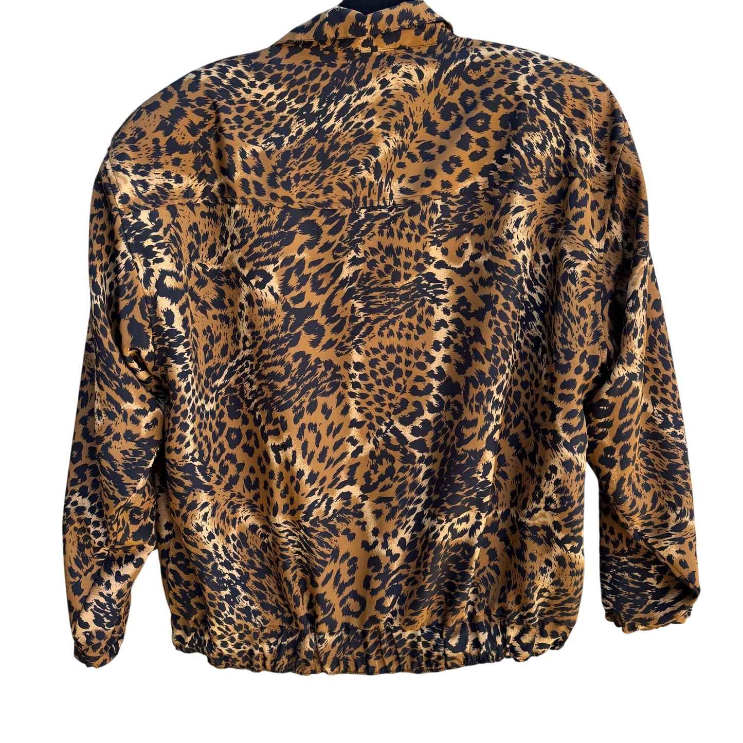 GDT Too Vintage 80s 90s Womens Glam Leopard Print Button-Down Bomber Jacket OS