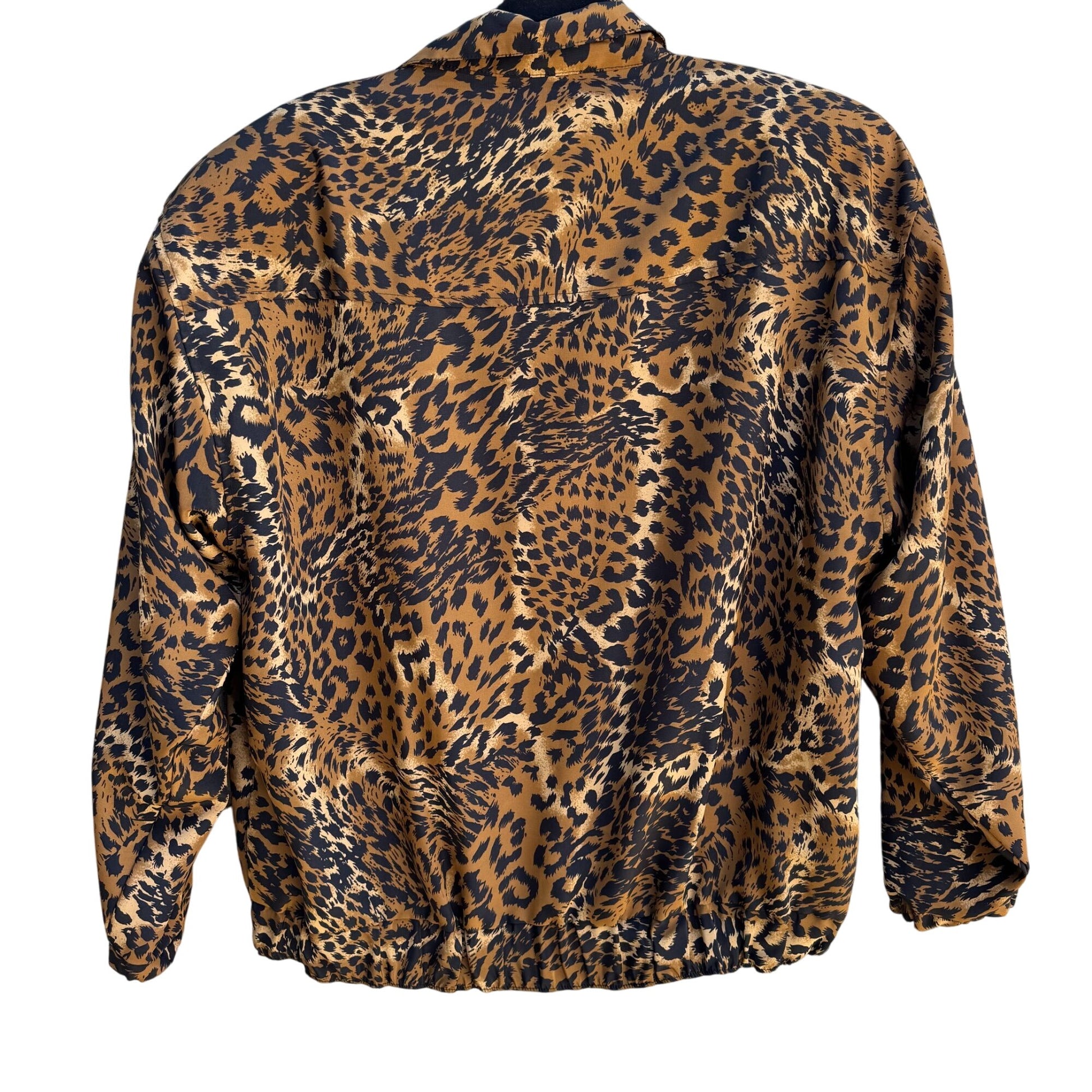 GDT Too Vintage 80s 90s Womens Glam Leopard Print Button-Down Bomber Jacket OS