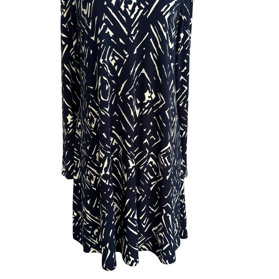 Lauren Ralph Lauren Minimalist Preppy Geometric Abstract Shift Dress Navy Mod 4