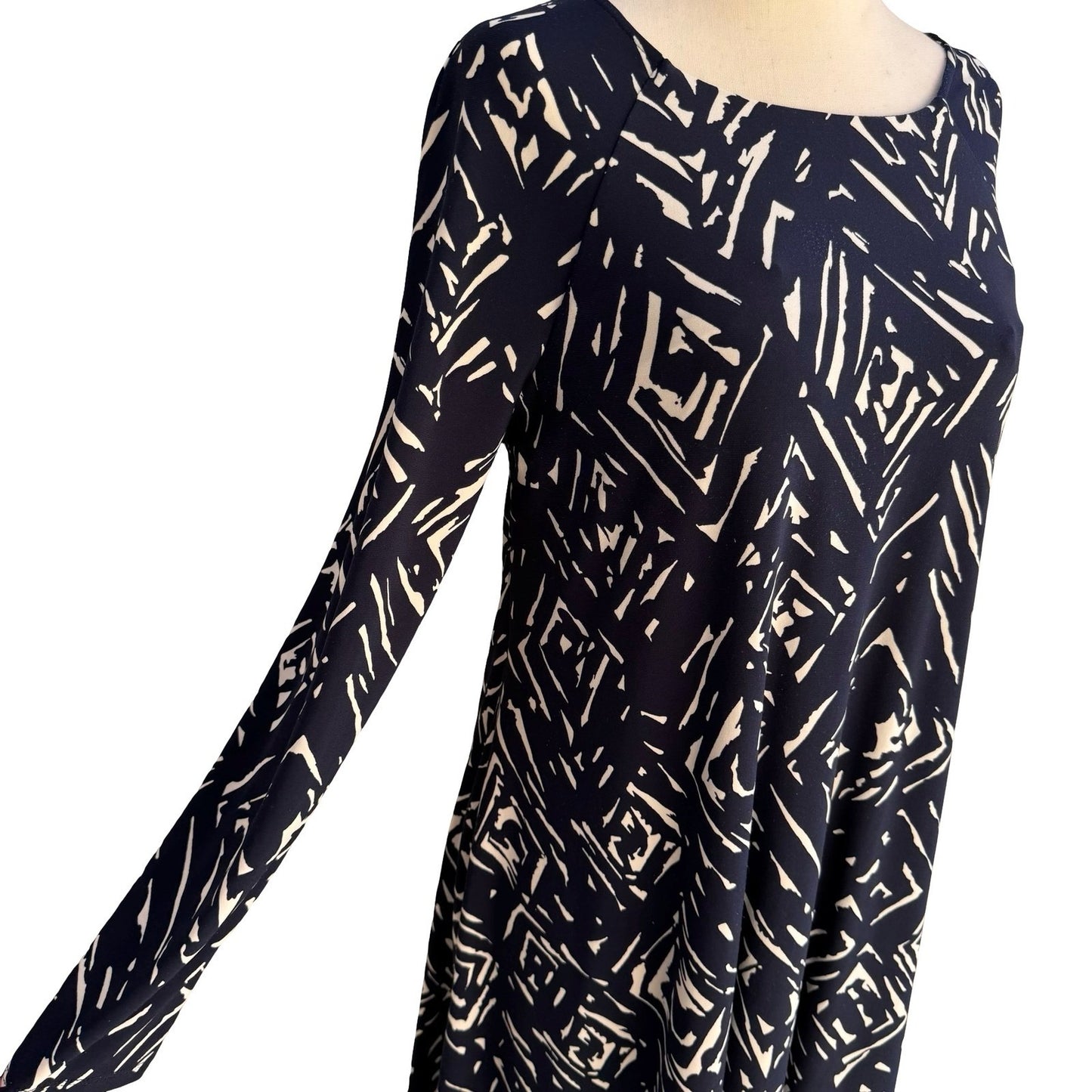 Lauren Ralph Lauren Minimalist Preppy Geometric Abstract Shift Dress Navy Mod 4