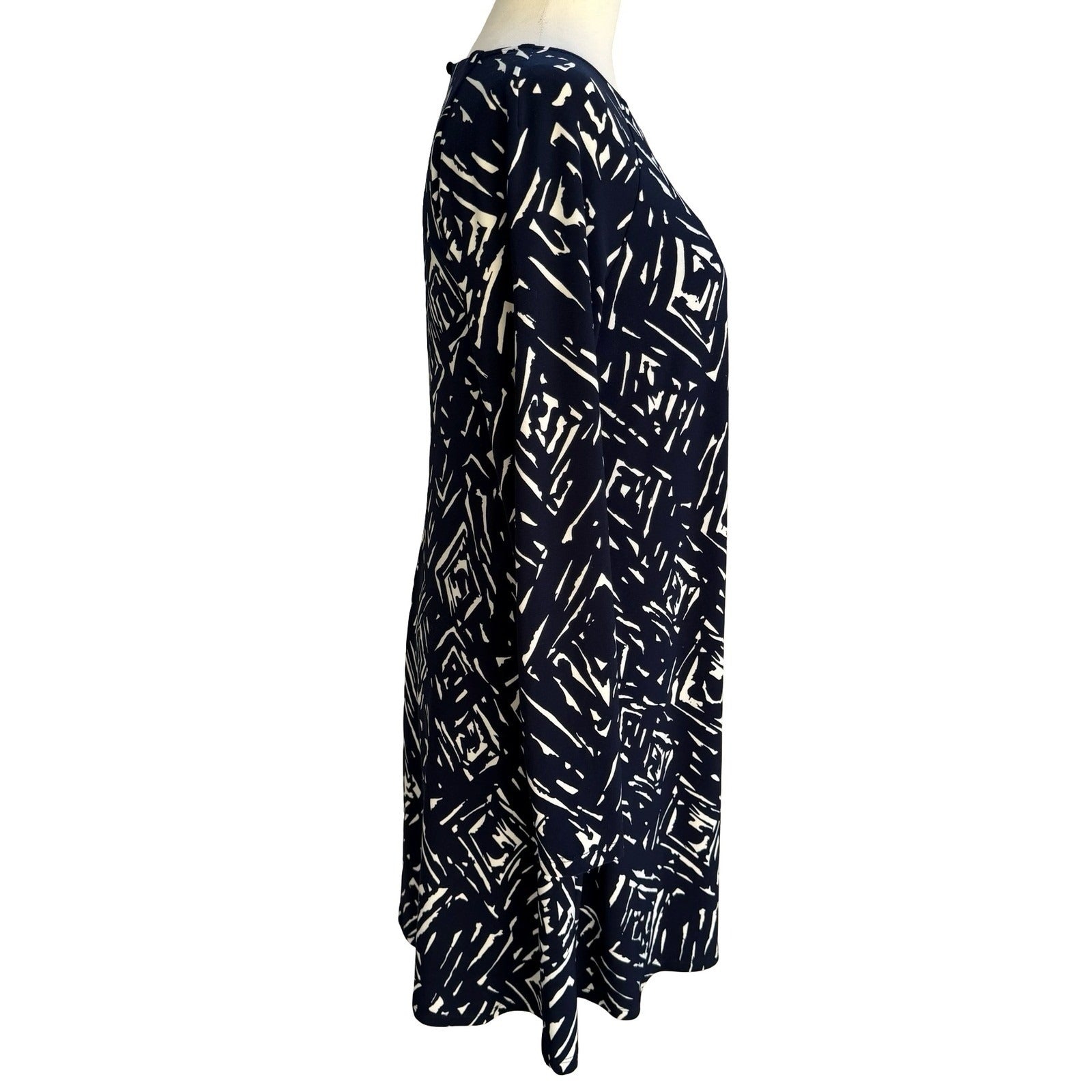 Lauren Ralph Lauren Minimalist Preppy Geometric Abstract Shift Dress Navy Mod 4