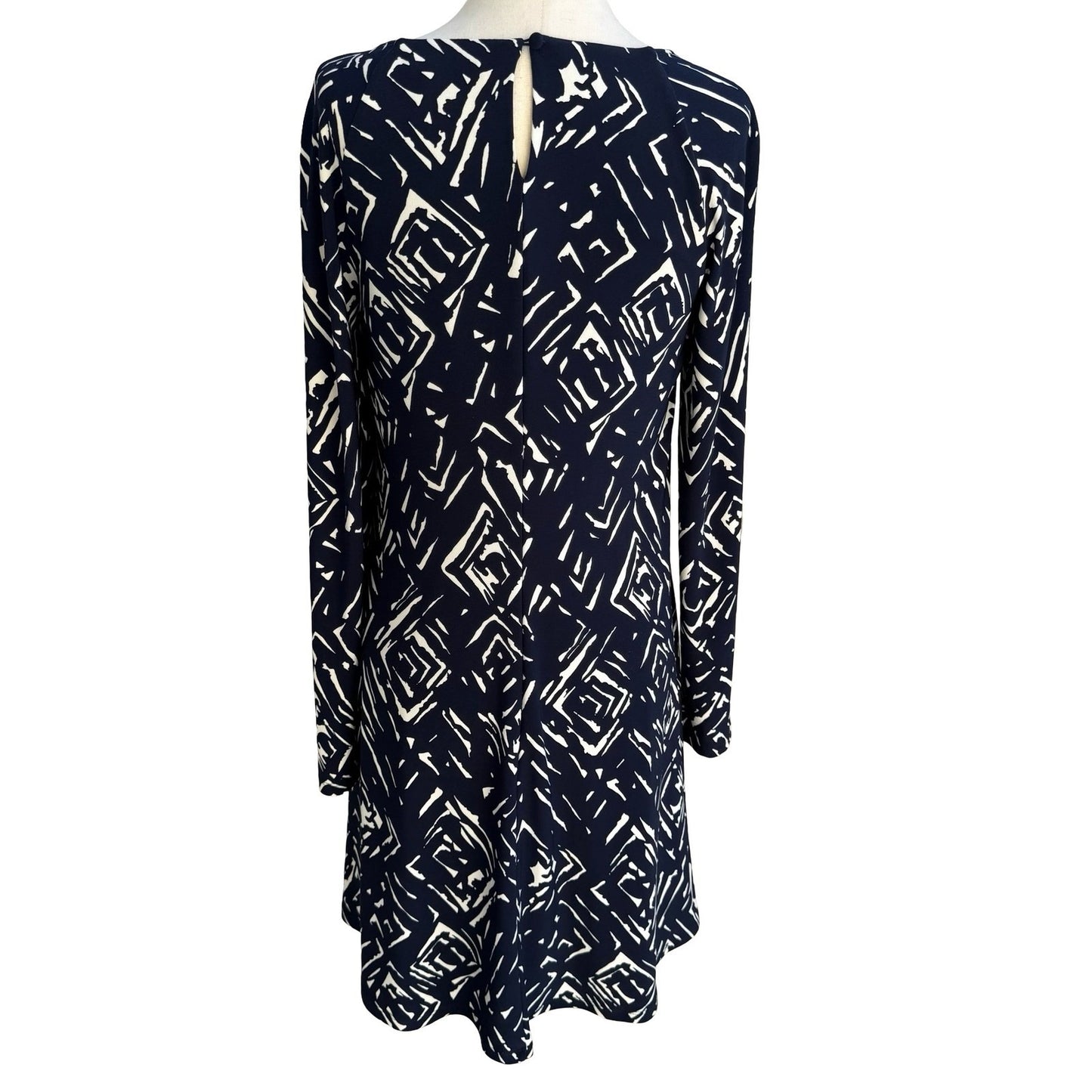 Lauren Ralph Lauren Minimalist Preppy Geometric Abstract Shift Dress Navy Mod 4