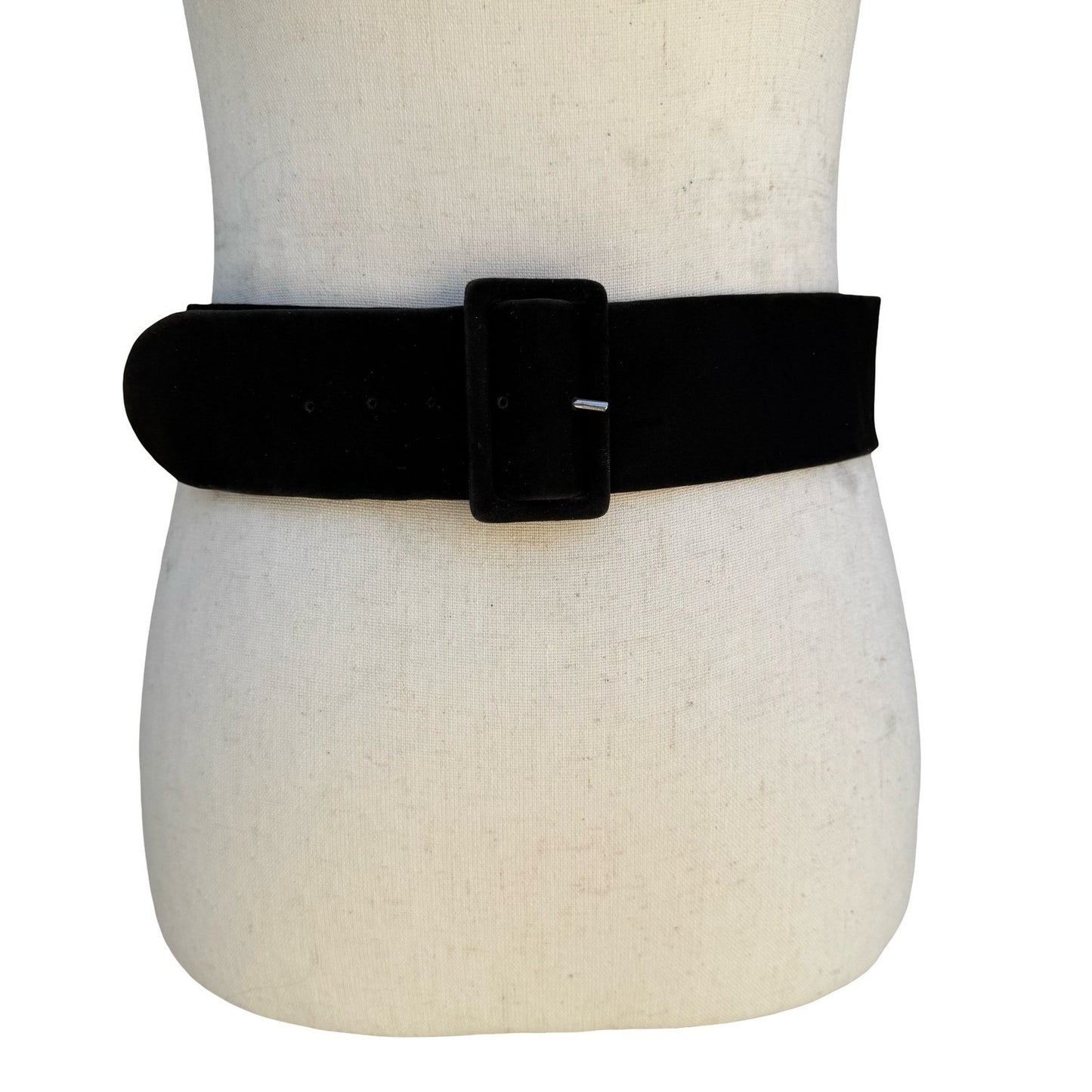 Emilio Pucci Italy Vintage Black Velvet Wide Waist Belt Covered Buckle Size 12