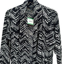 Switch Kasper Womens Black White Chevron Moss Crepe Open Front Cardigan Size L NEW Mod 3 image