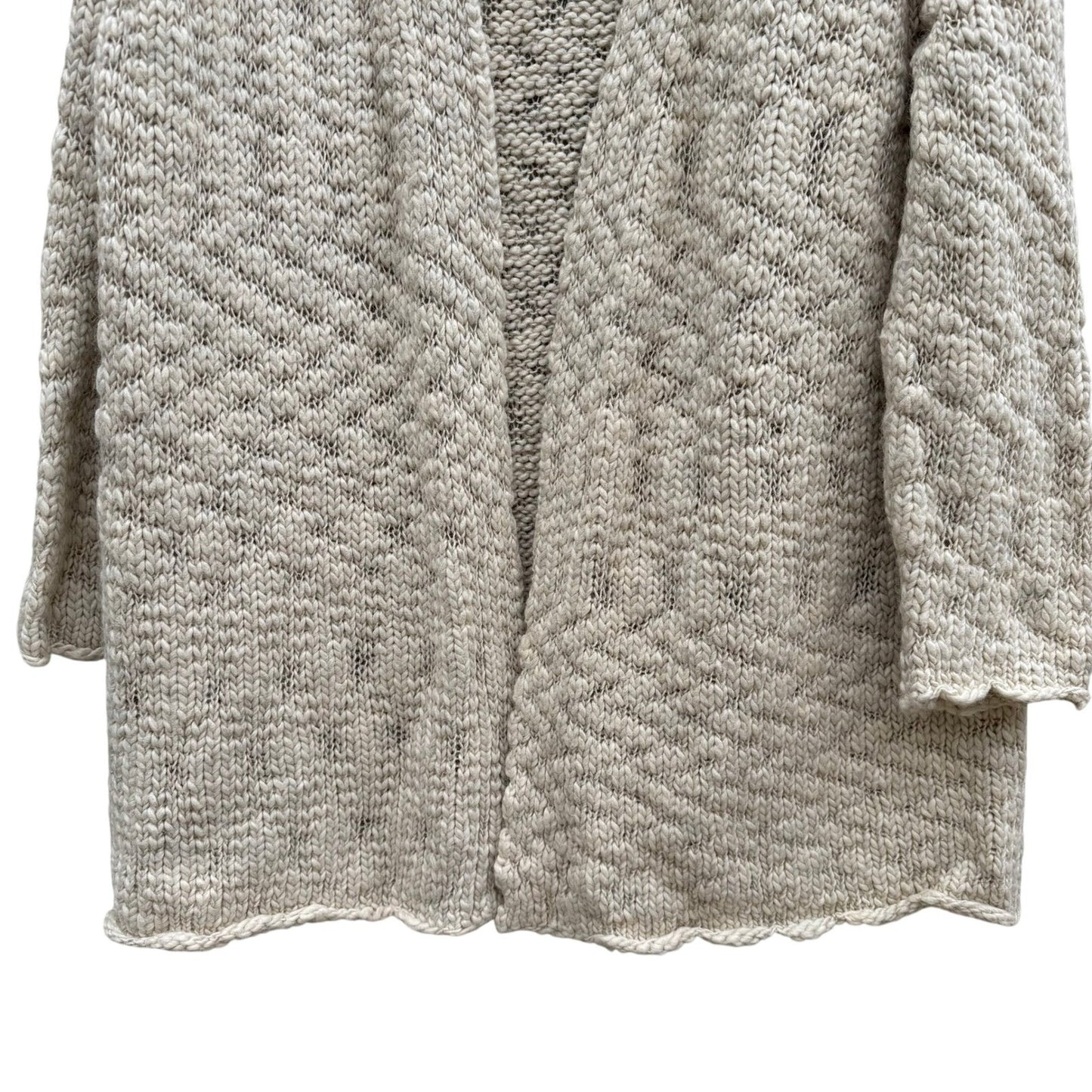 J Jill Womens XL Wool Alpaca Blend Chunky Knit Open Front Cardigan Cream Hygge