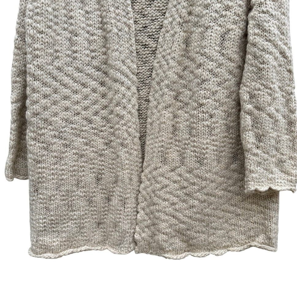 J Jill Womens XL Wool Alpaca Blend Chunky Knit Open Front Cardigan Cream Hygge