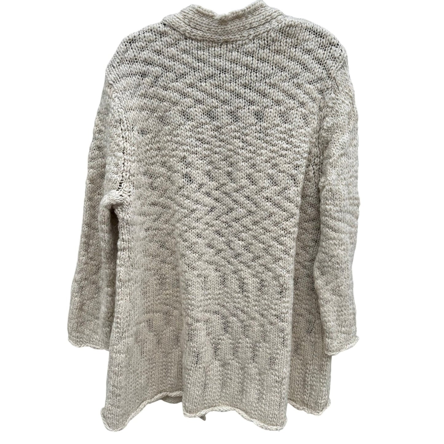 J Jill Womens XL Wool Alpaca Blend Chunky Knit Open Front Cardigan Cream Hygge