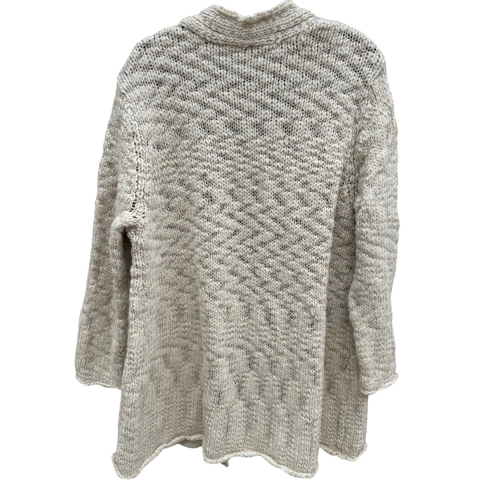 J Jill Womens XL Wool Alpaca Blend Chunky Knit Open Front Cardigan Cream Hygge