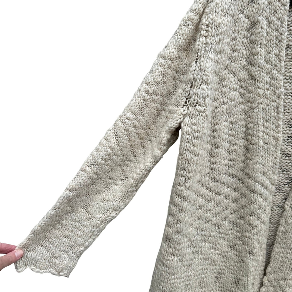 J Jill Womens XL Wool Alpaca Blend Chunky Knit Open Front Cardigan Cream Hygge