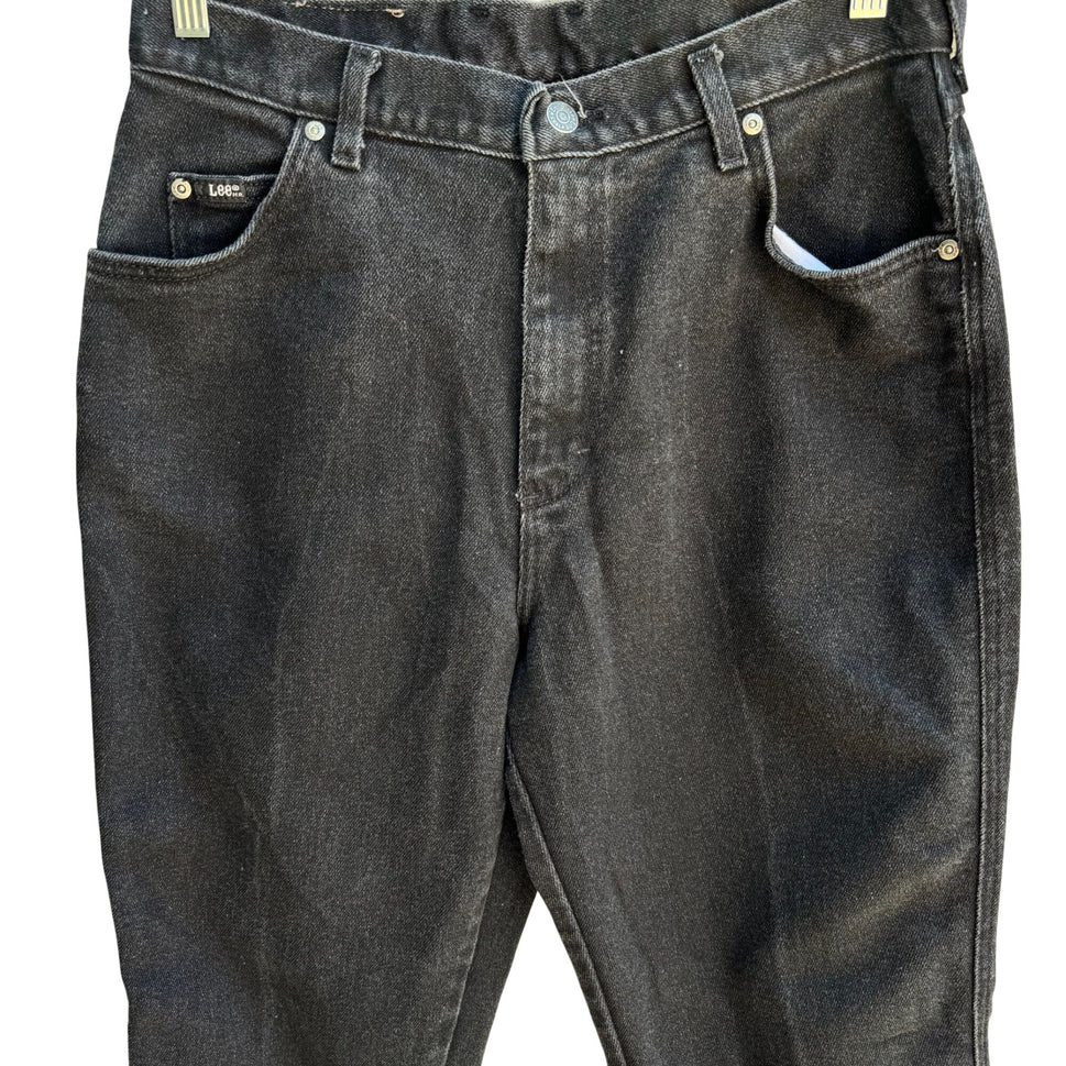 Lee Riveted Womens Vintage Black Relaxed Fit High Waist Tapered Leg Mom Jeans 14