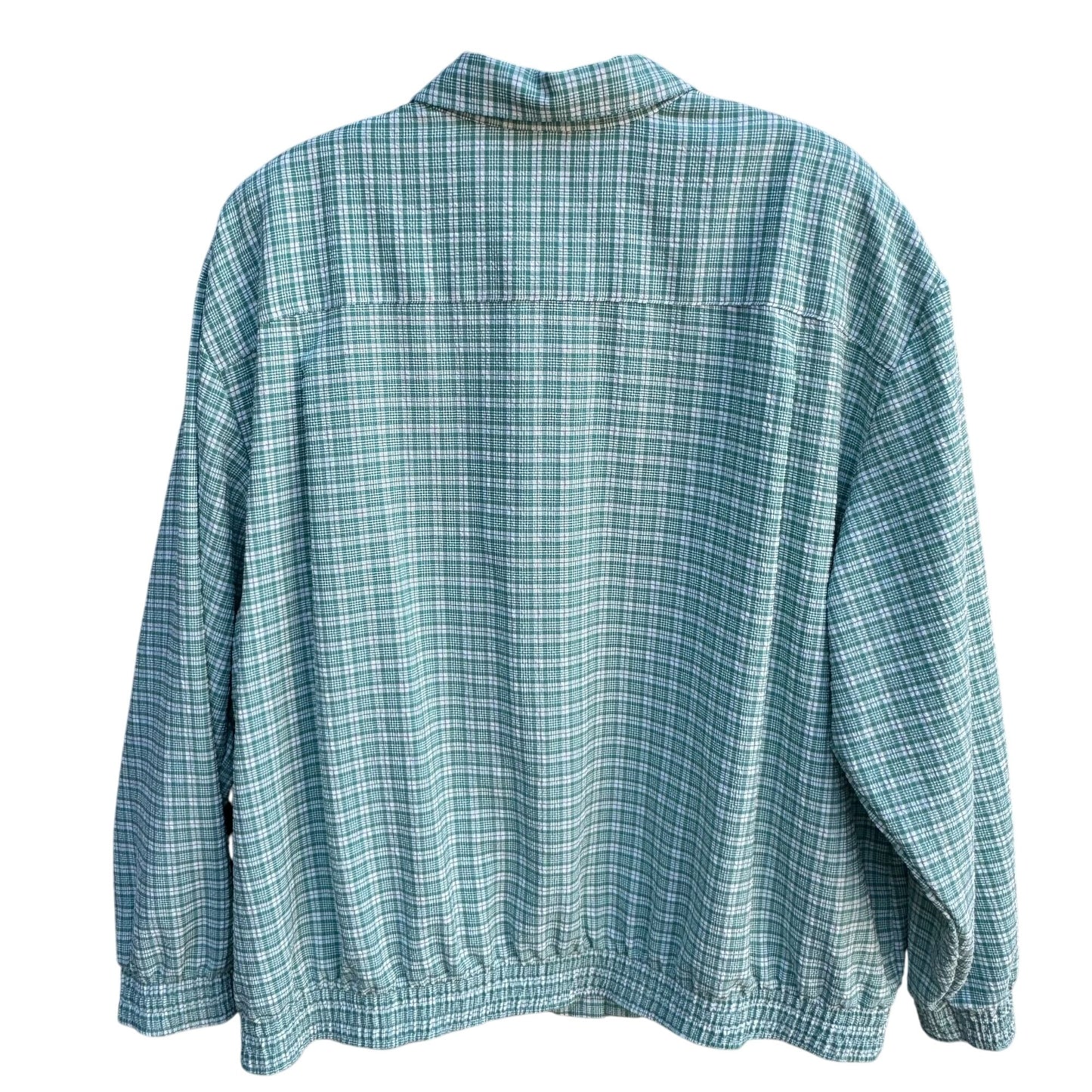 Alfred Dunner Vintage 24W Green Plaid Seersucker Preppy Button-Up Light Jacket