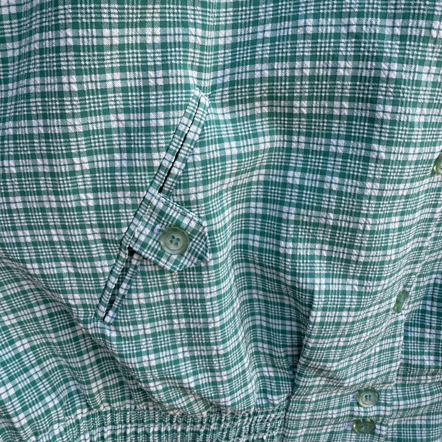 Alfred Dunner Vintage 24W Green Plaid Seersucker Preppy Button-Up Light Jacket