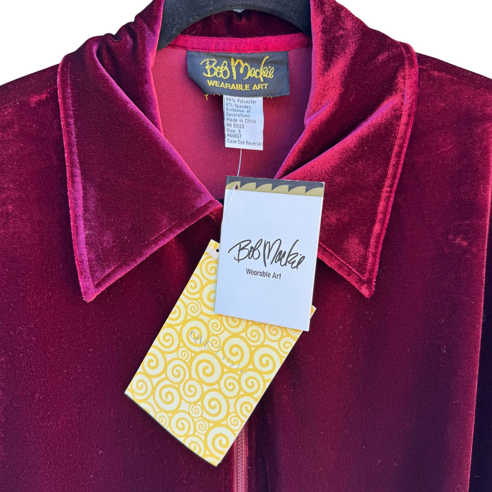 Bob Mackie Wearable Art Vintage Burgundy Embroidered Grape Velvet Jacket New S