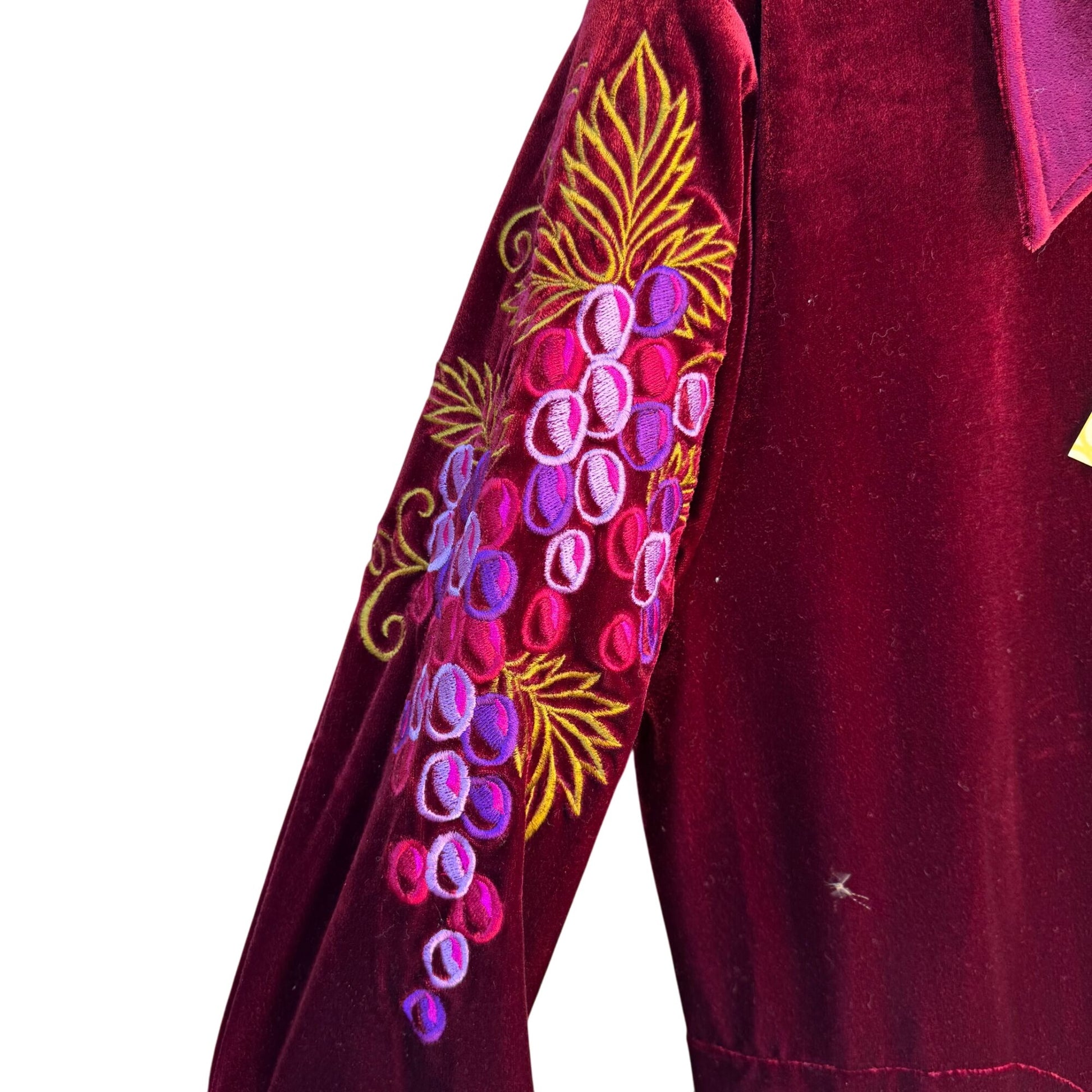 Bob Mackie Wearable Art Vintage Burgundy Embroidered Grape Velvet Jacket New S