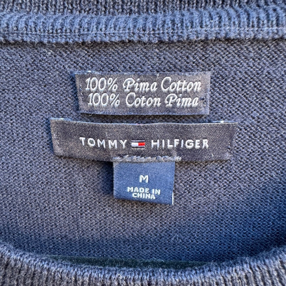 Tommy Hilfiger Nautical Pima Cotton Preppy Coastal Anchor Yacht Sweater Navy M