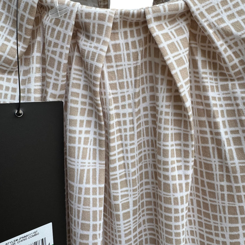 Jones New York Womens Sleeveless Pleat Neck Keyhole Back Check Print Blouse New L