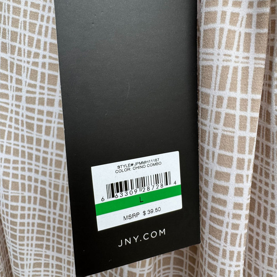 Jones New York Womens Sleeveless Pleat Neck Keyhole Back Check Print Blouse New L