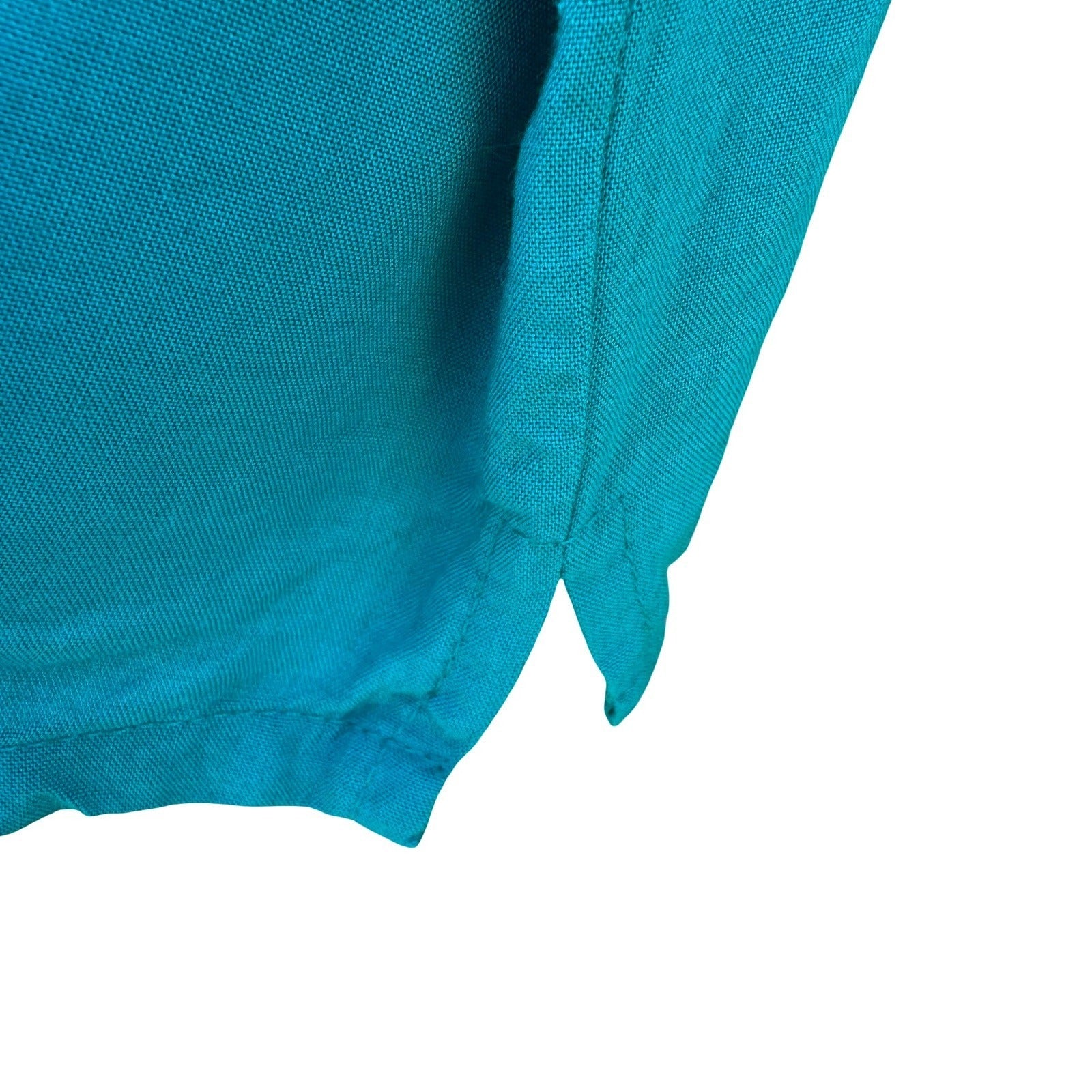 Judy Knapp California Vintage Teal Rayon Pocket Top Embroidered Trim Medium USA