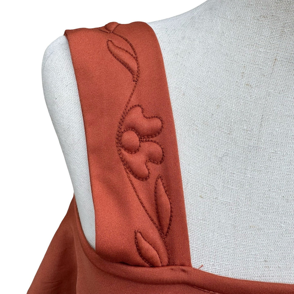Trivia by Charm of Hollywood Vintage 70s Burnt Orange Ruffle Maxi Dress Boho Mod