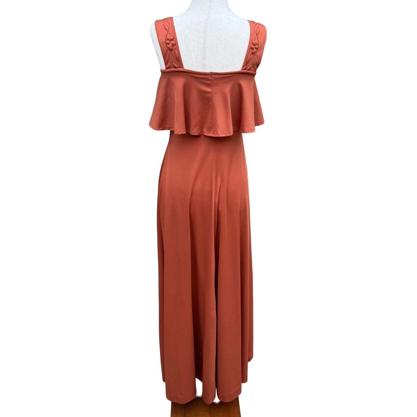 Trivia by Charm of Hollywood Vintage 70s Burnt Orange Ruffle Maxi Dress Boho Mod