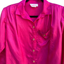 Switch Gabriella Vintage Womens Button-Up Hot Pink Long Roll Tab Sleeve Blouse Small 2 image