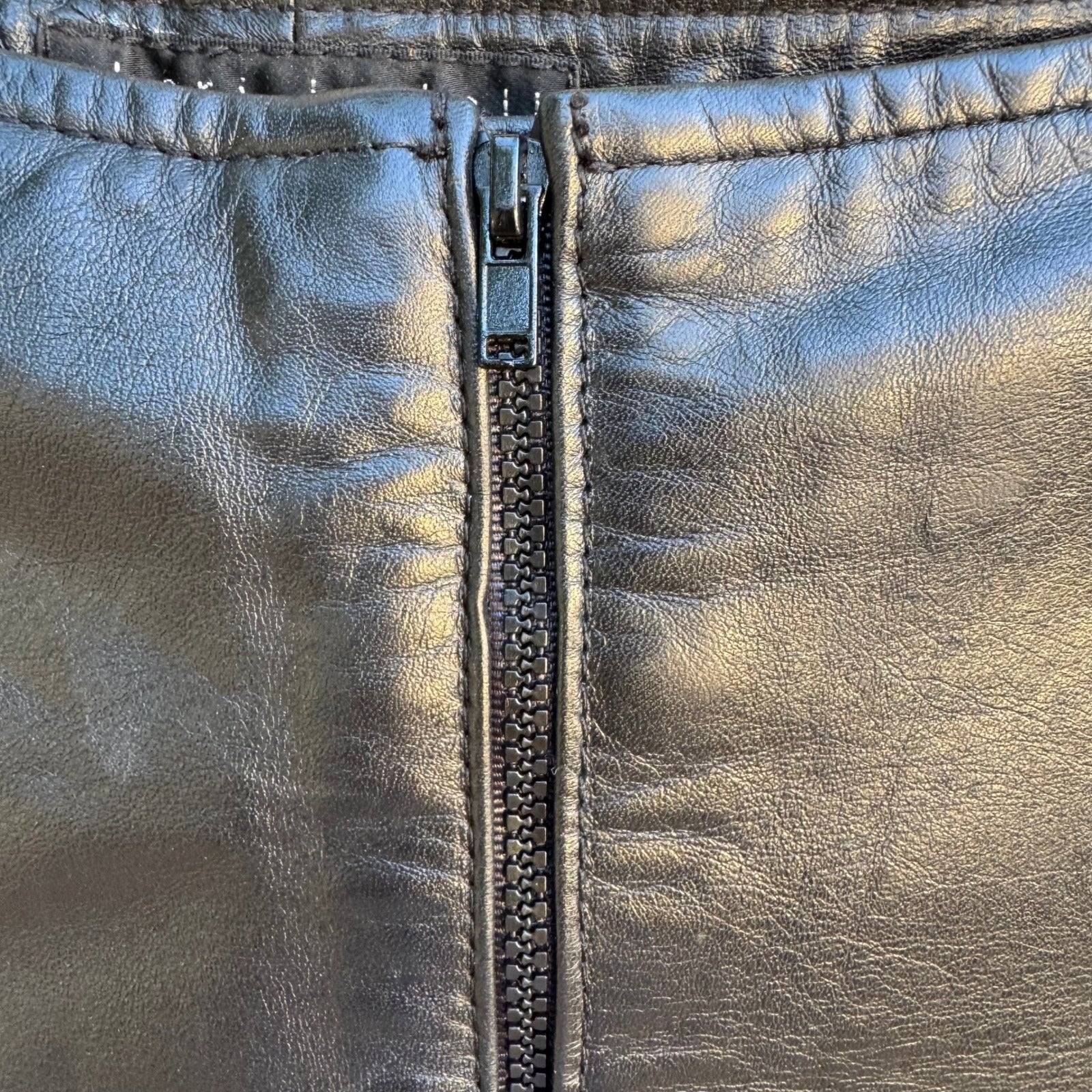 Sheri Bodell Y2K Moto Biker Edgy Rocker Goth Black Leather Straight Leg Pants