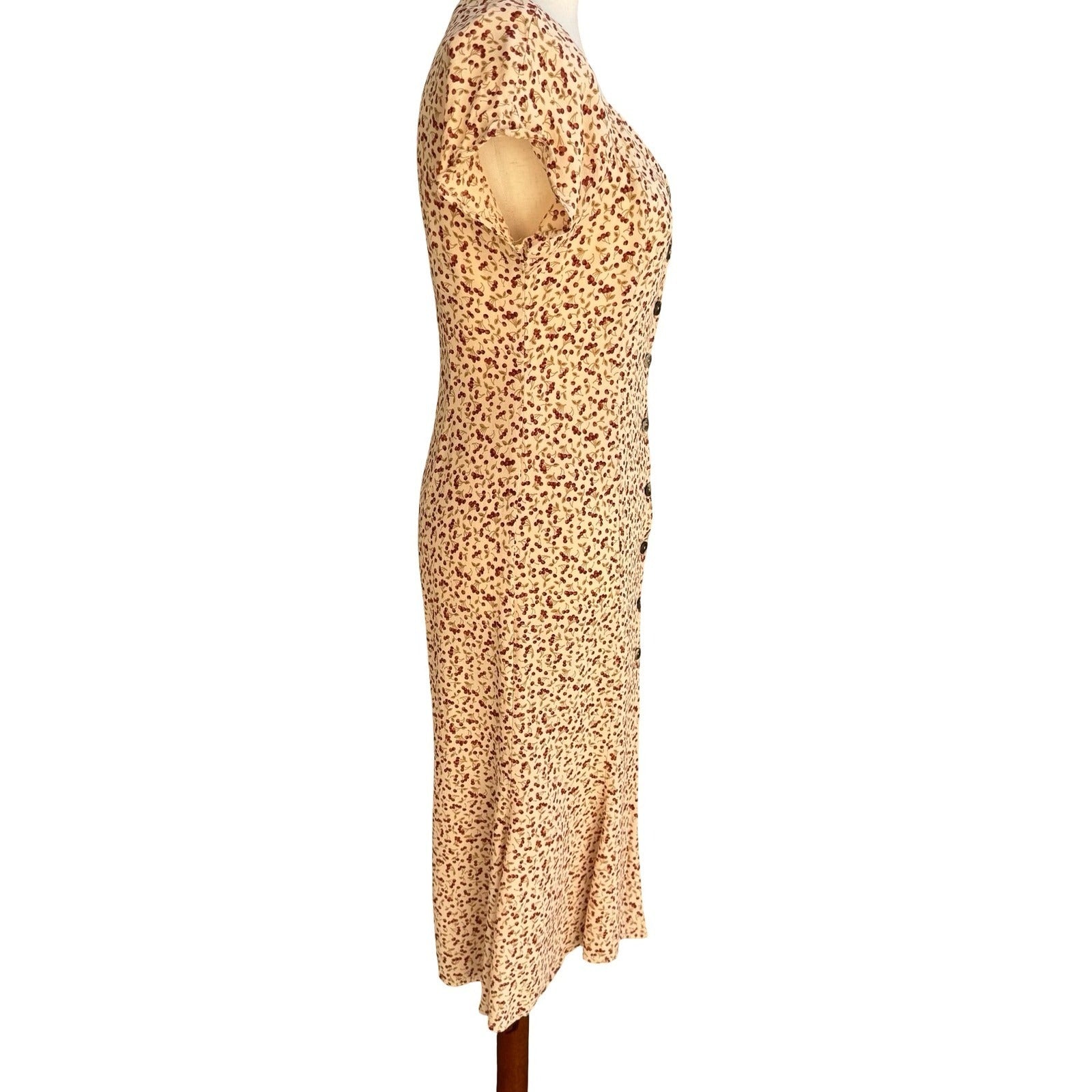 Laundry Shelli Segal Vintage 90s Cherry Print Pinup Coquette Midi Tea Dress 10P
