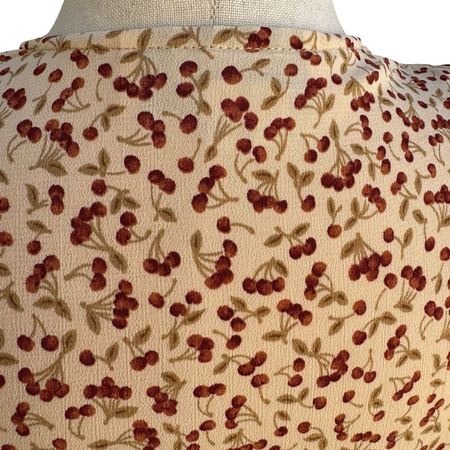 Laundry Shelli Segal Vintage 90s Cherry Print Pinup Coquette Midi Tea Dress 10P