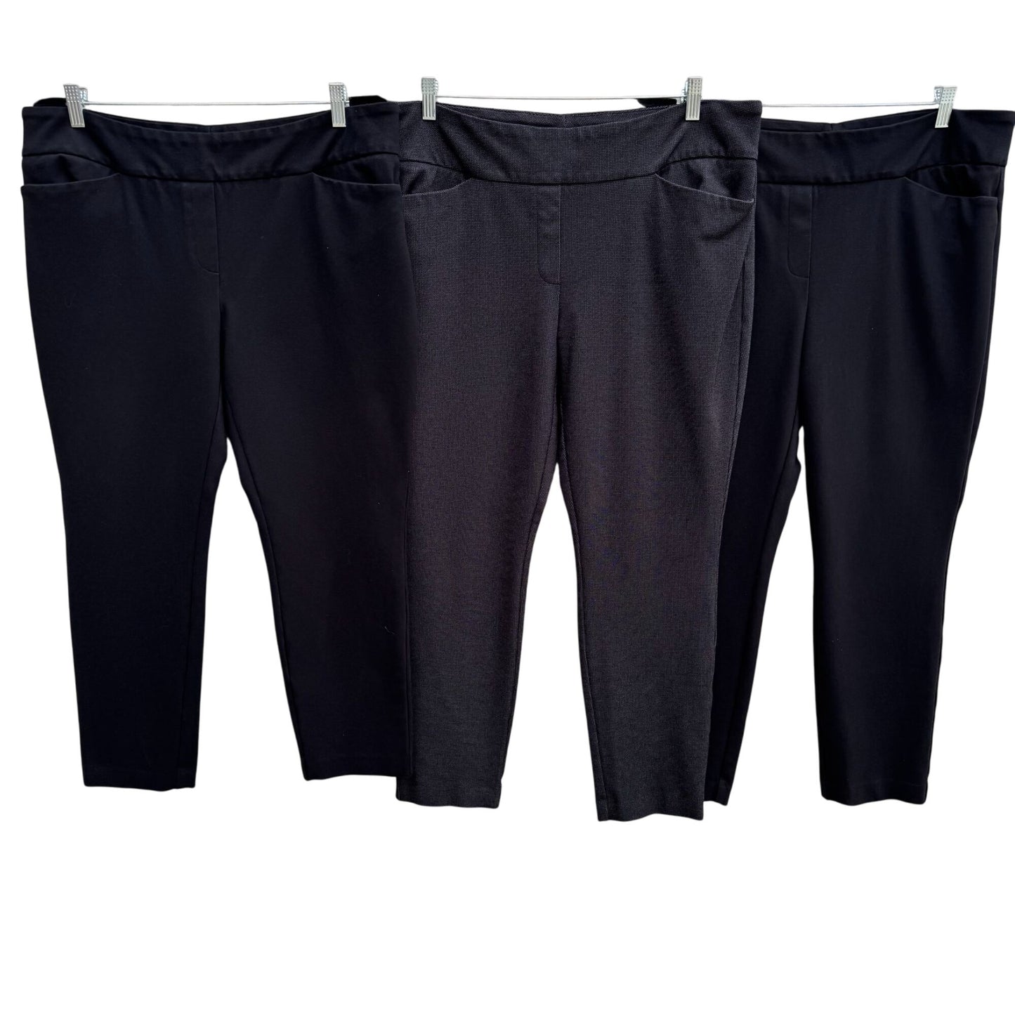 Dalia Womens 2 Black 1 Gray Stretch Slim Fit Pocket Ankle Pant Set of 3 Pants XL