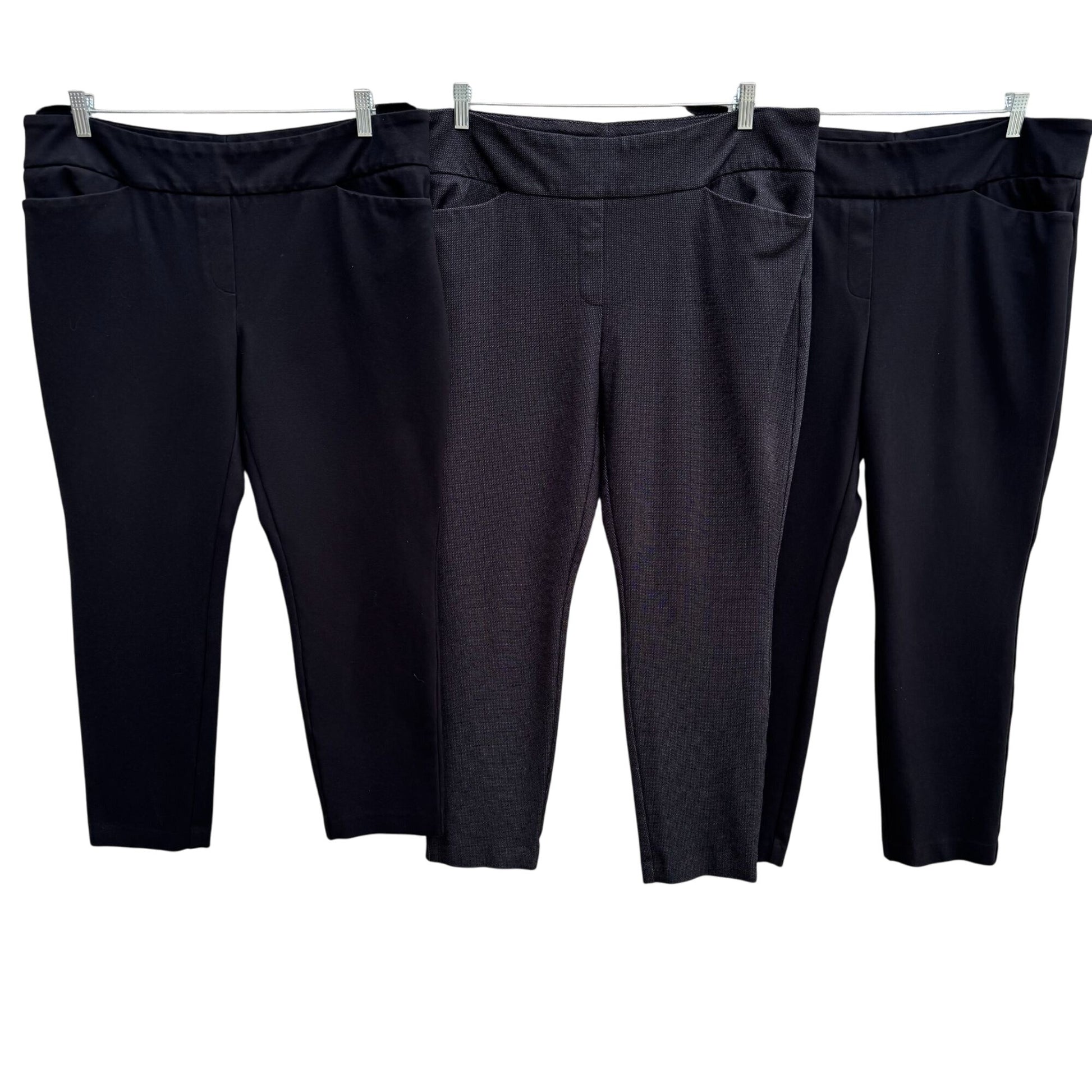 Dalia Womens 2 Black 1 Gray Stretch Slim Fit Pocket Ankle Pant Set of 3 Pants XL