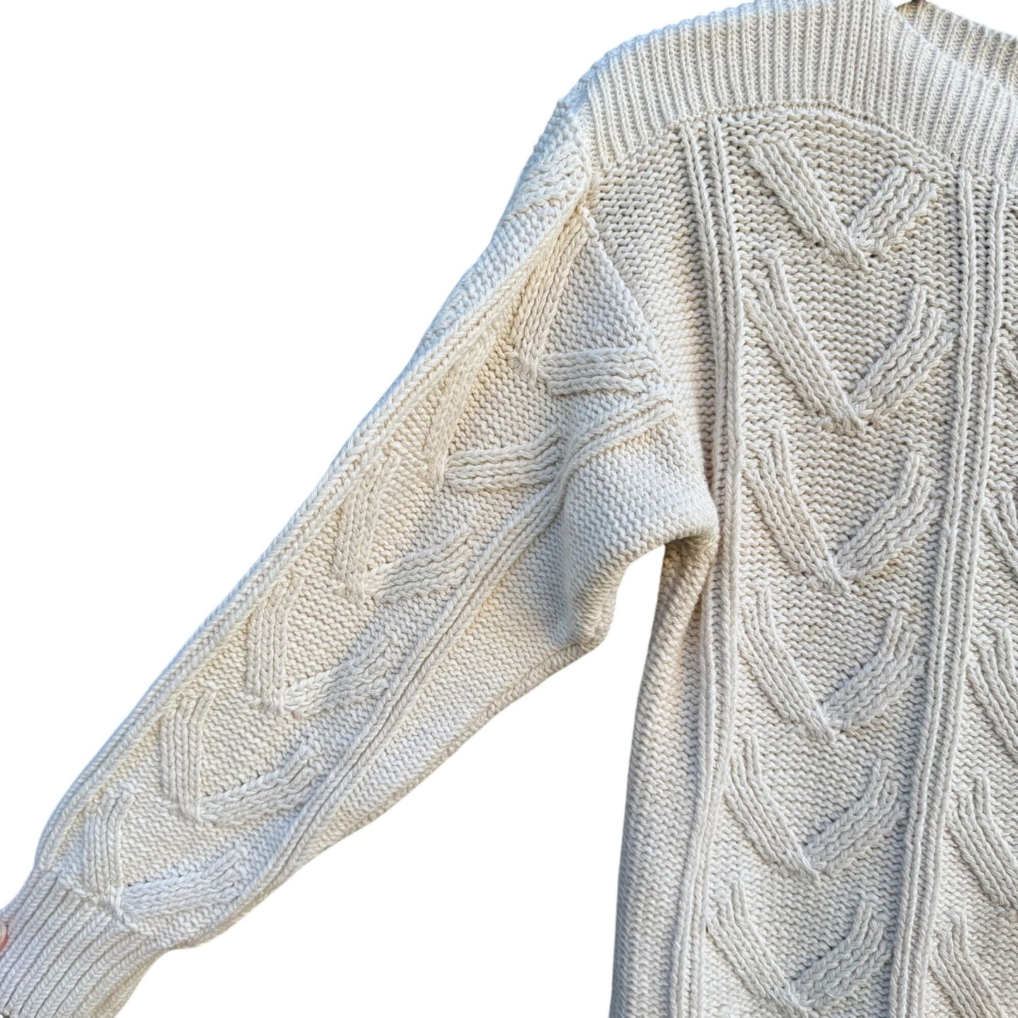 Album By Kenzo Vintage Womens White Chunky Cable Knit Boat Neck Sweater Preppy