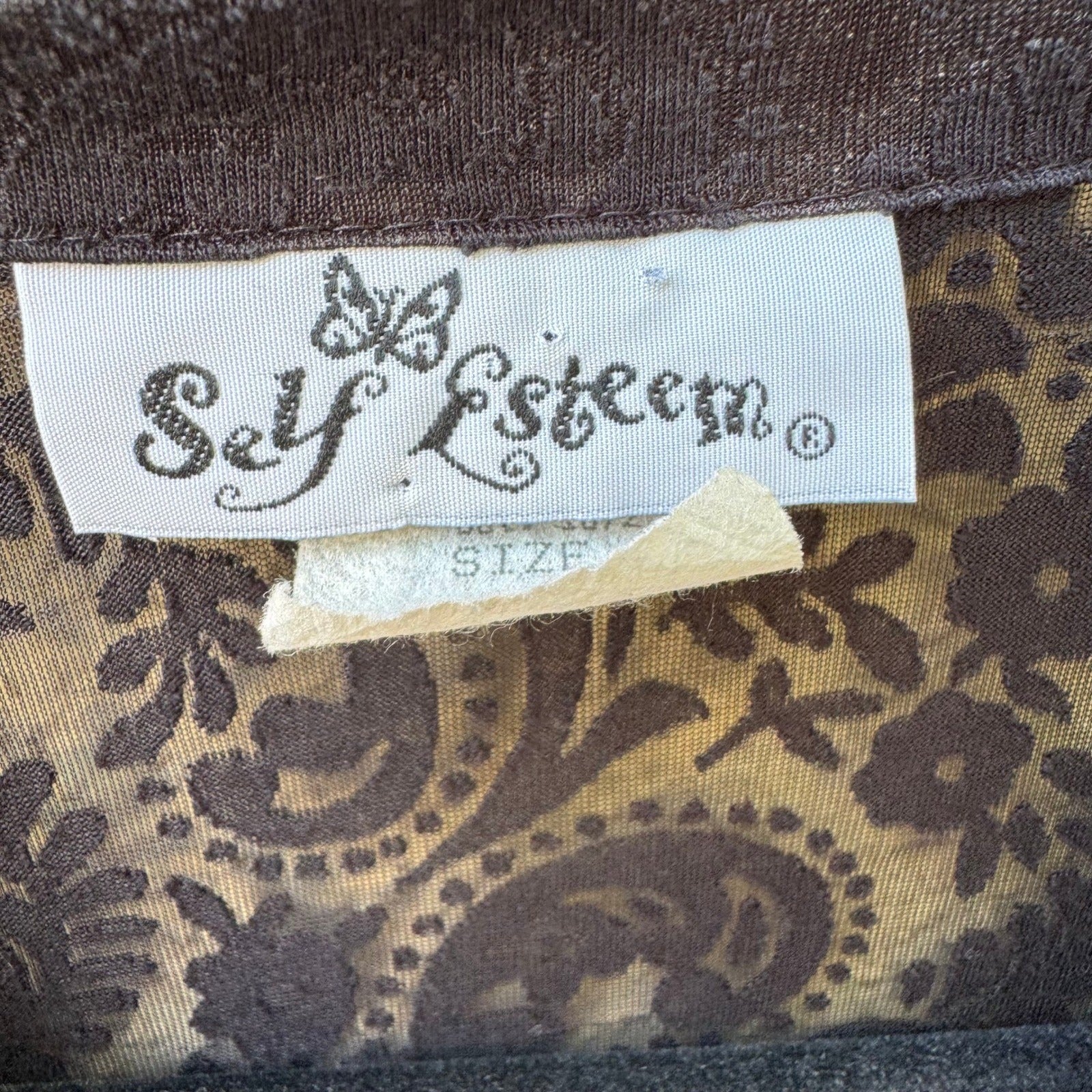 Self Esteem Vintage 90s Y2K Burnout Paisley Devore Sheer Gothic Grunge Shirt L