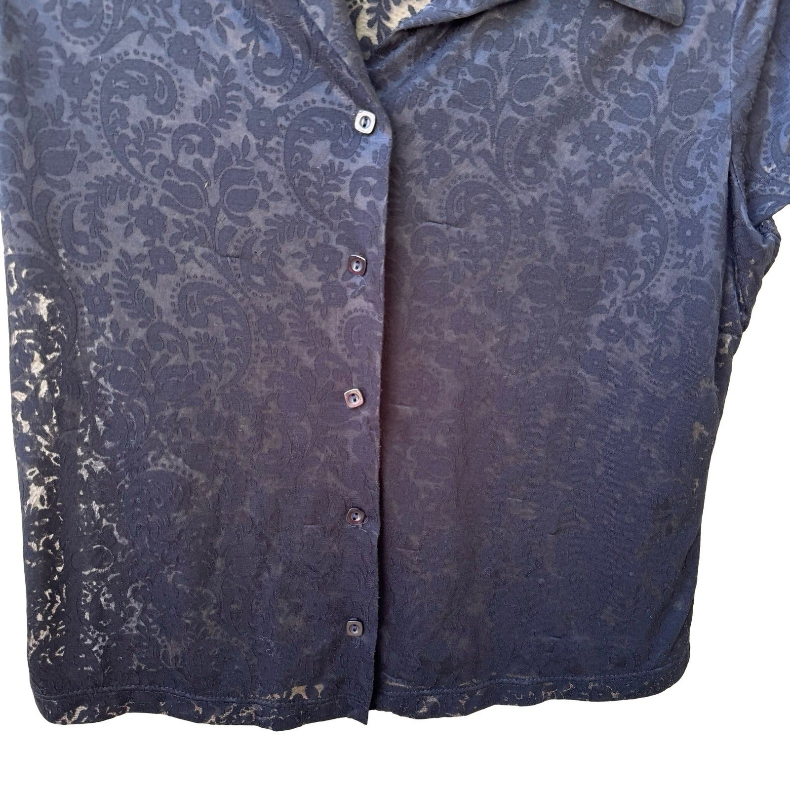 Self Esteem Vintage 90s Y2K Burnout Paisley Devore Sheer Gothic Grunge Shirt L