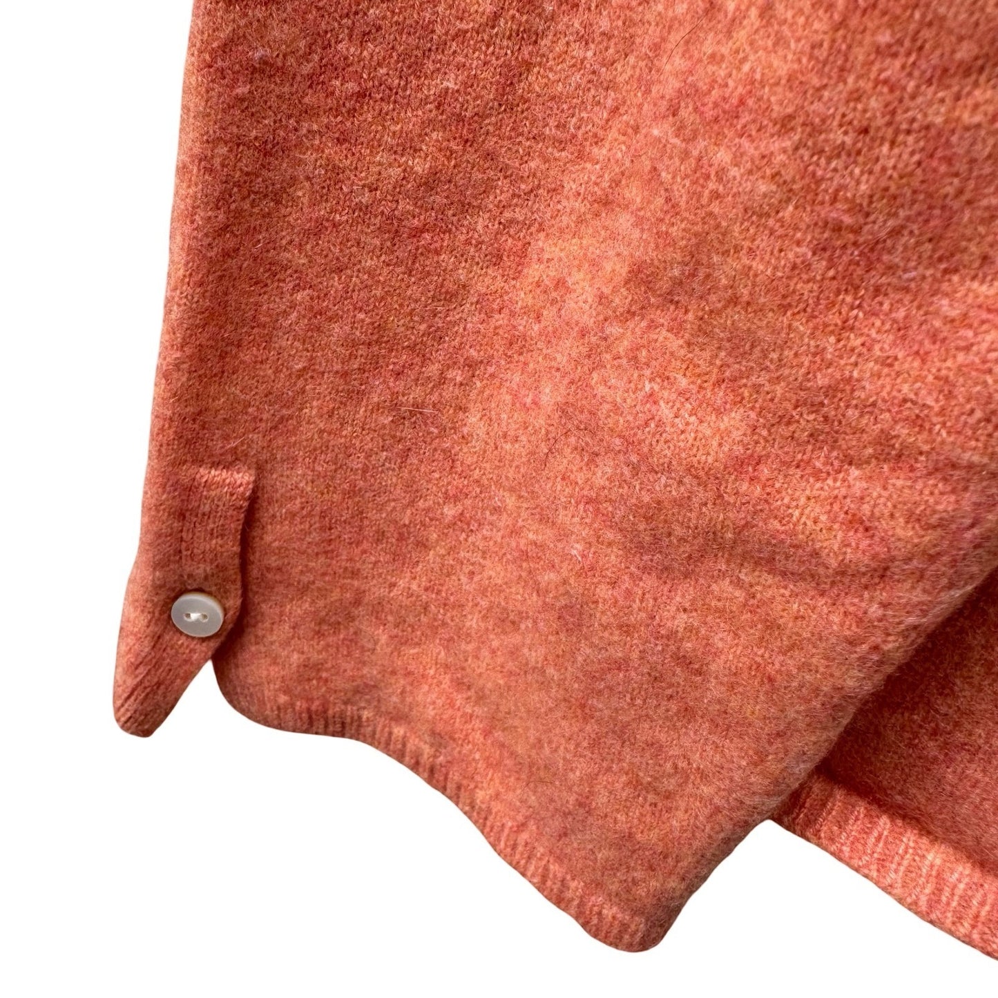 Lands End 100% Cashmere Preppy Minimalist Natural Fiber Polo Sweater Orange XL