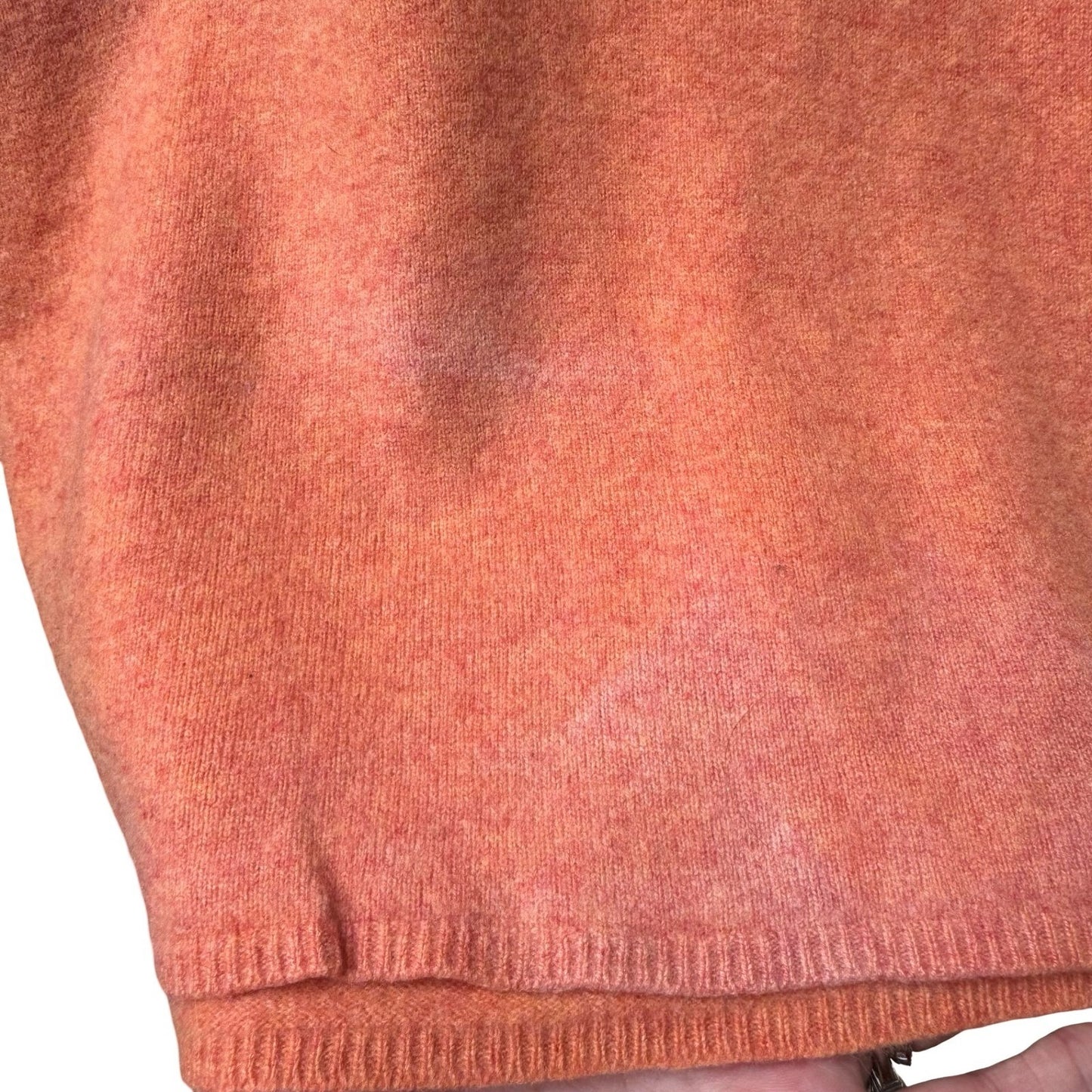 Lands End 100% Cashmere Preppy Minimalist Natural Fiber Polo Sweater Orange XL