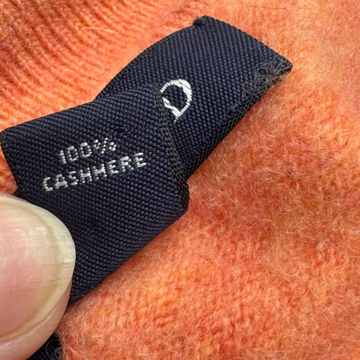 Lands End 100% Cashmere Preppy Minimalist Natural Fiber Polo Sweater Orange XL
